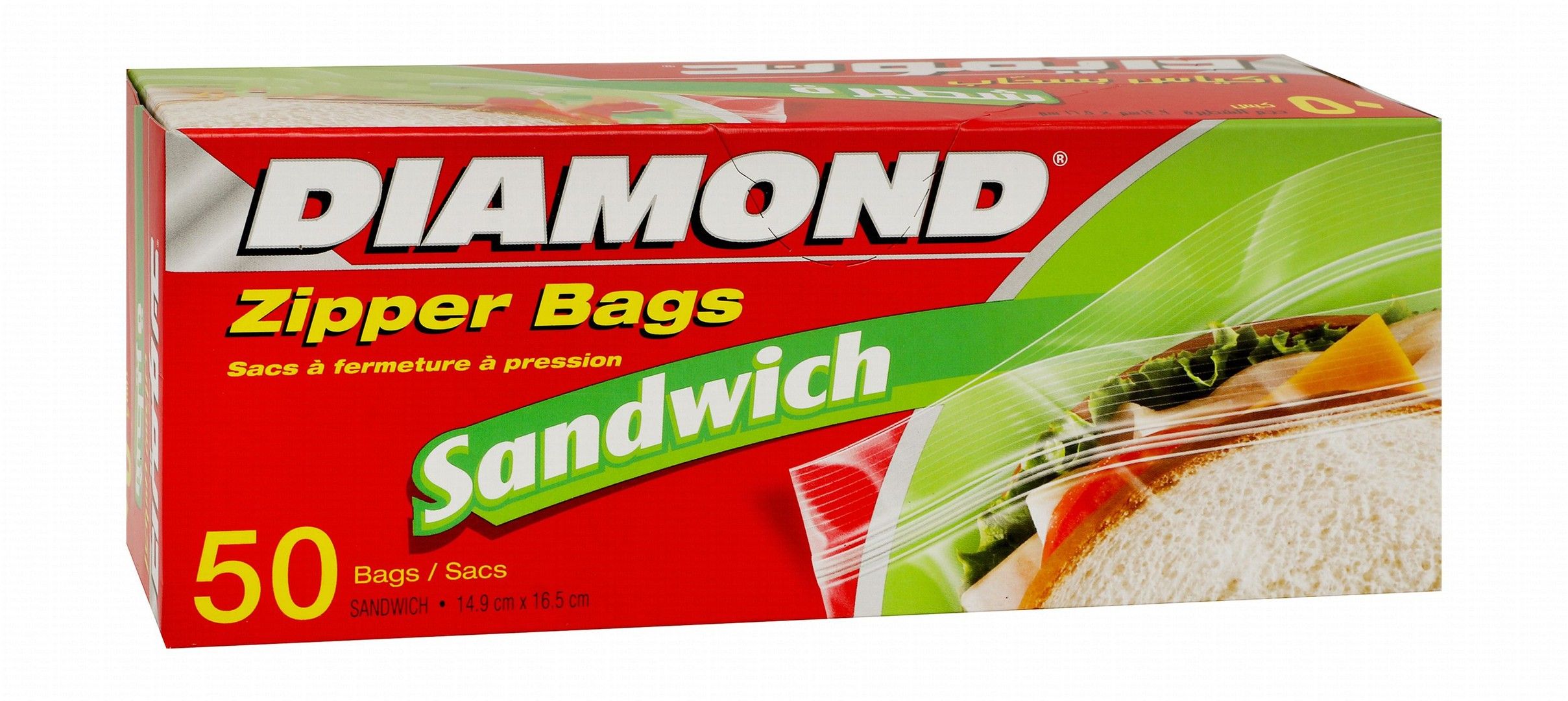 Diamond Sandwich Zipper Bags, 16.5cmx14.9cm, 50 Pieces