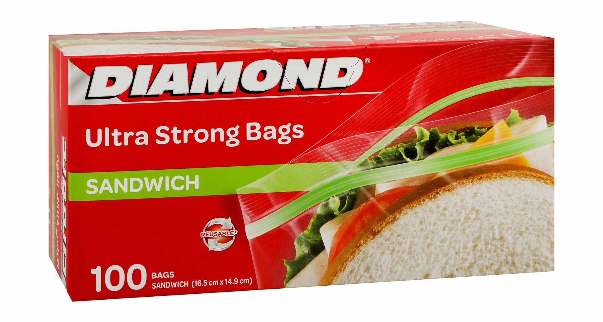 Diamond Zipper Sandwich Bags 100