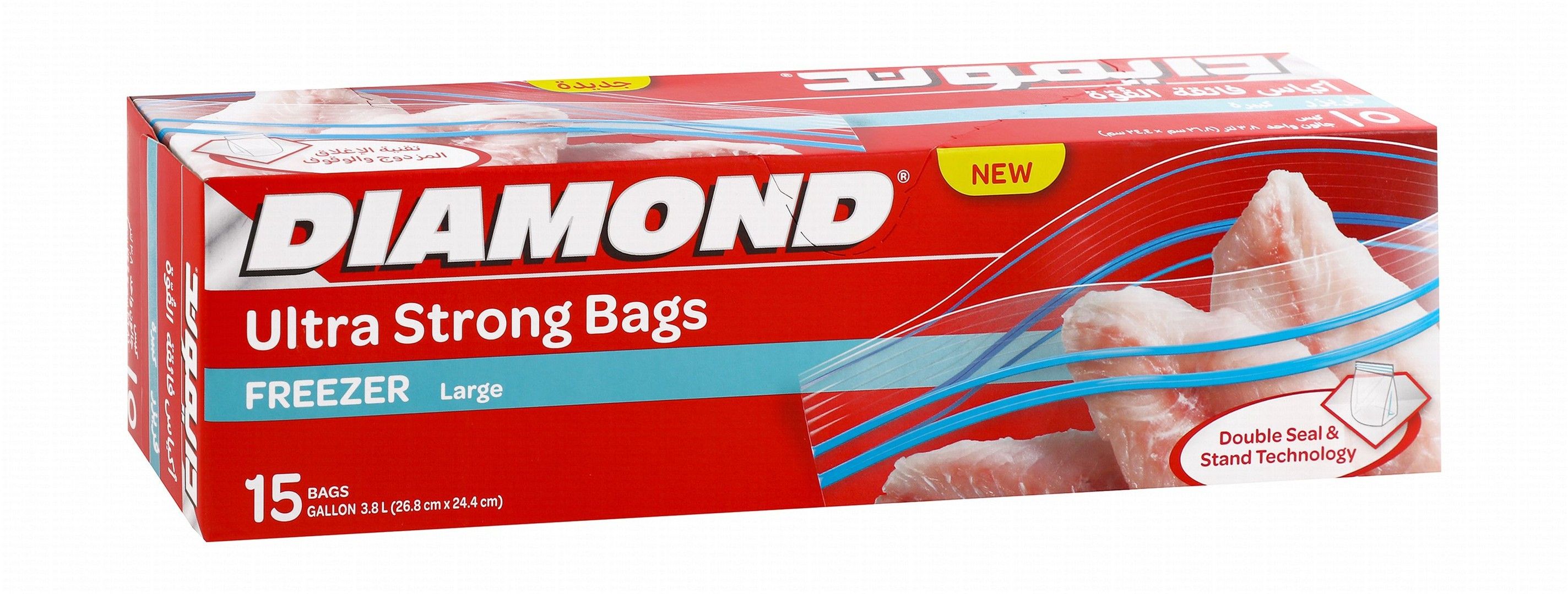 Diamond Zipper Freezer Large Bags 15 pcs