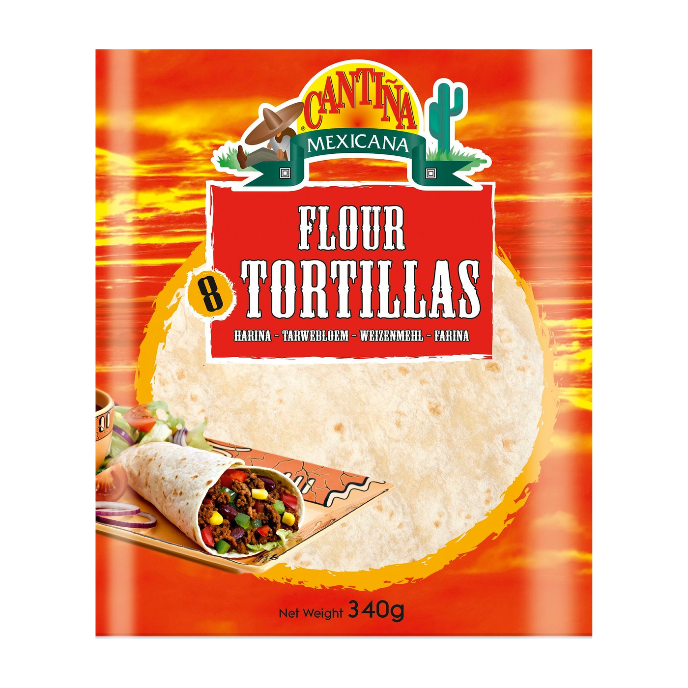 Cantina Mexicana 8 Flour Tortilla Bread, 340g