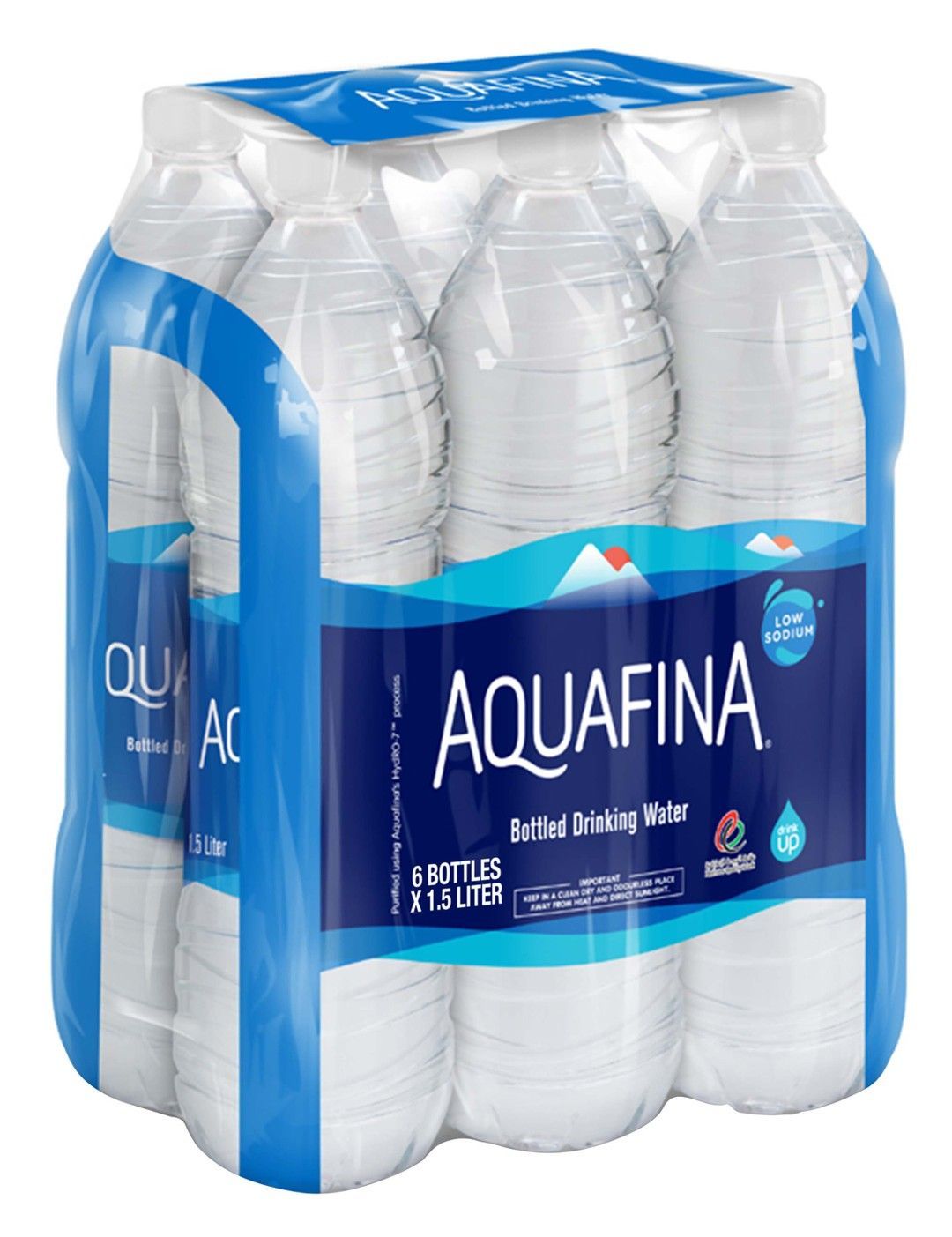 Aquafina Still Drinking Water Bottle with low sodium, 6x1.5L