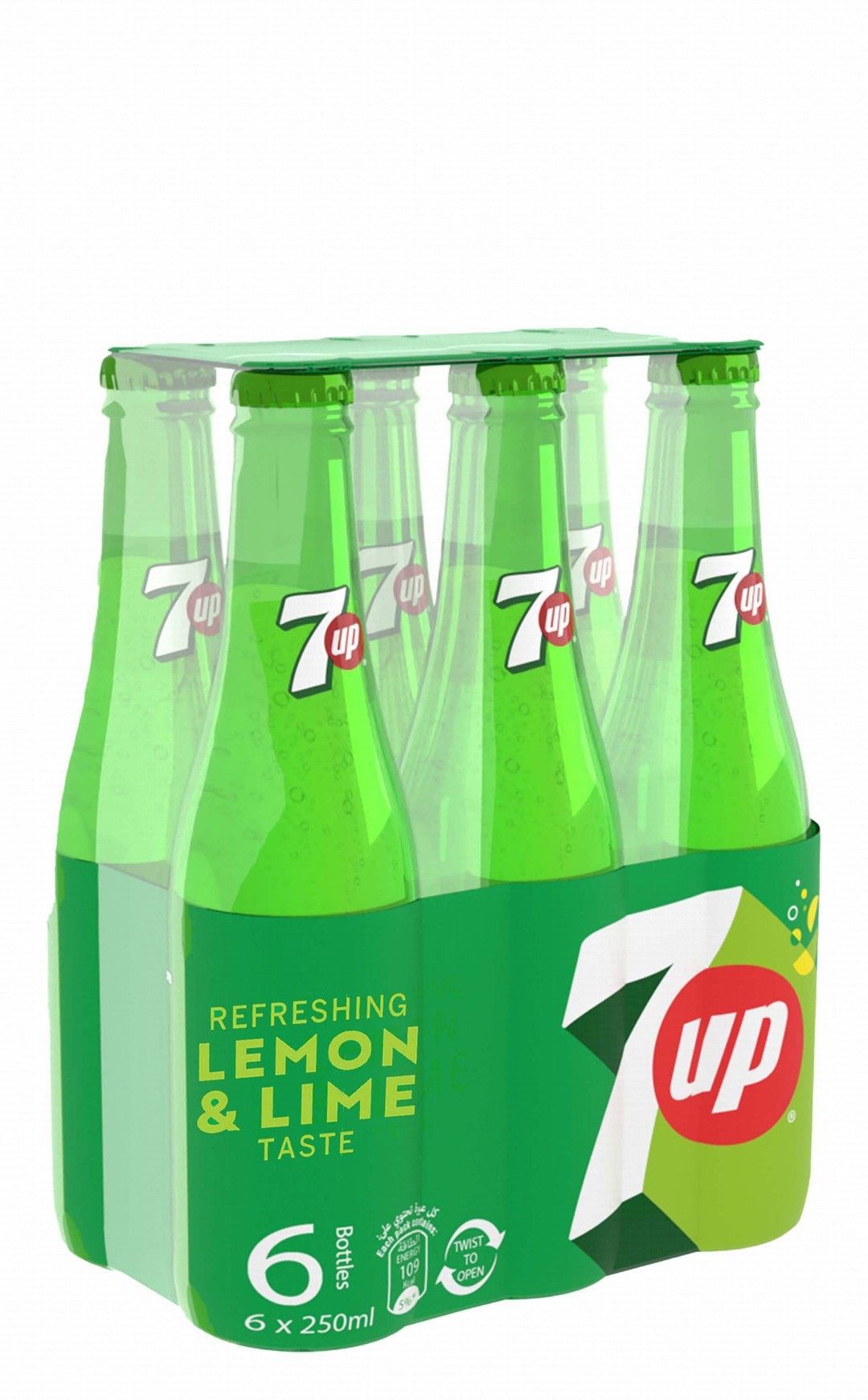 7up Regular Glass Bottles, 6x250ml