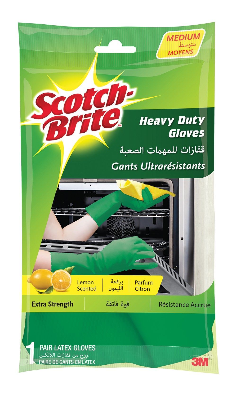 Scotch Brite Heavy Duty Lemon Scented Household Gloves - Medium