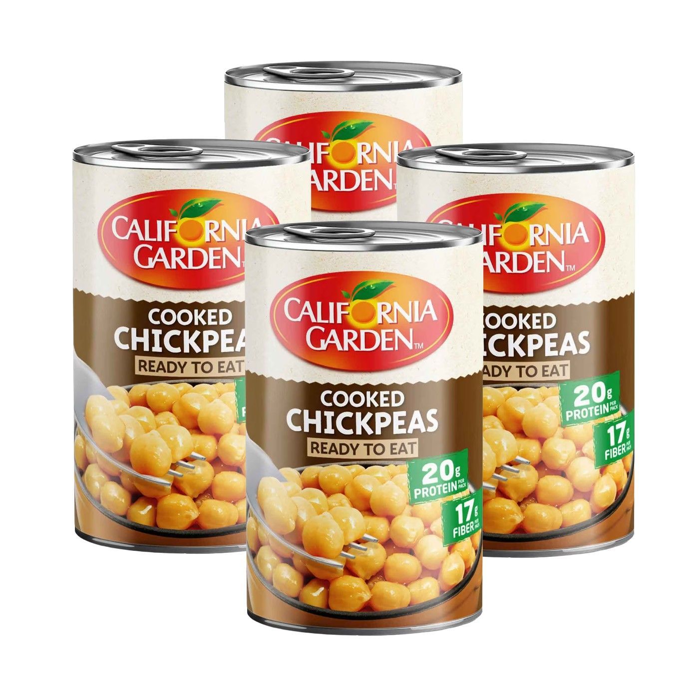 California Garden Ready to Eat Cooked Chick Peas, 4x400g