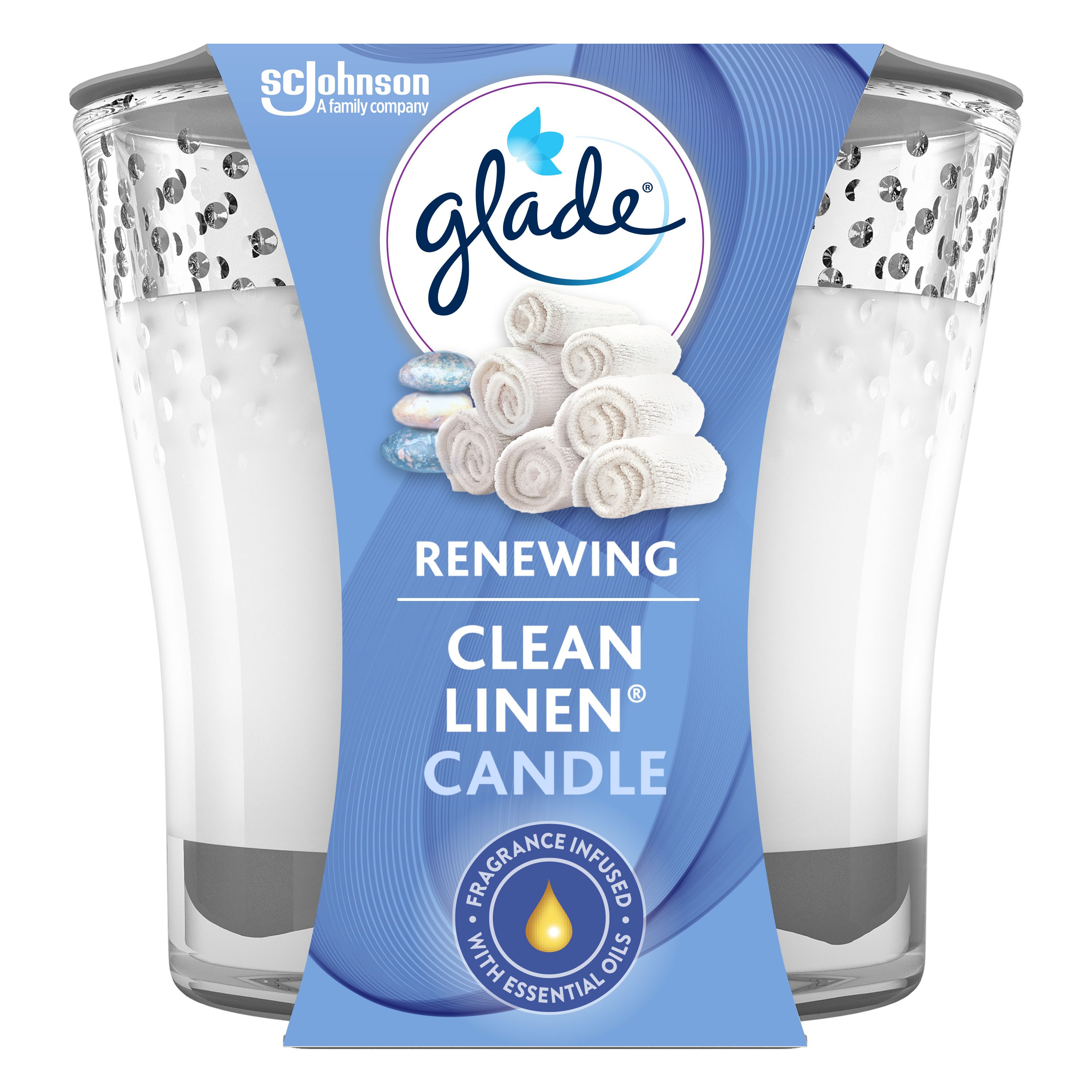 Glade Clean Linen Scented Candle, 3.4oz