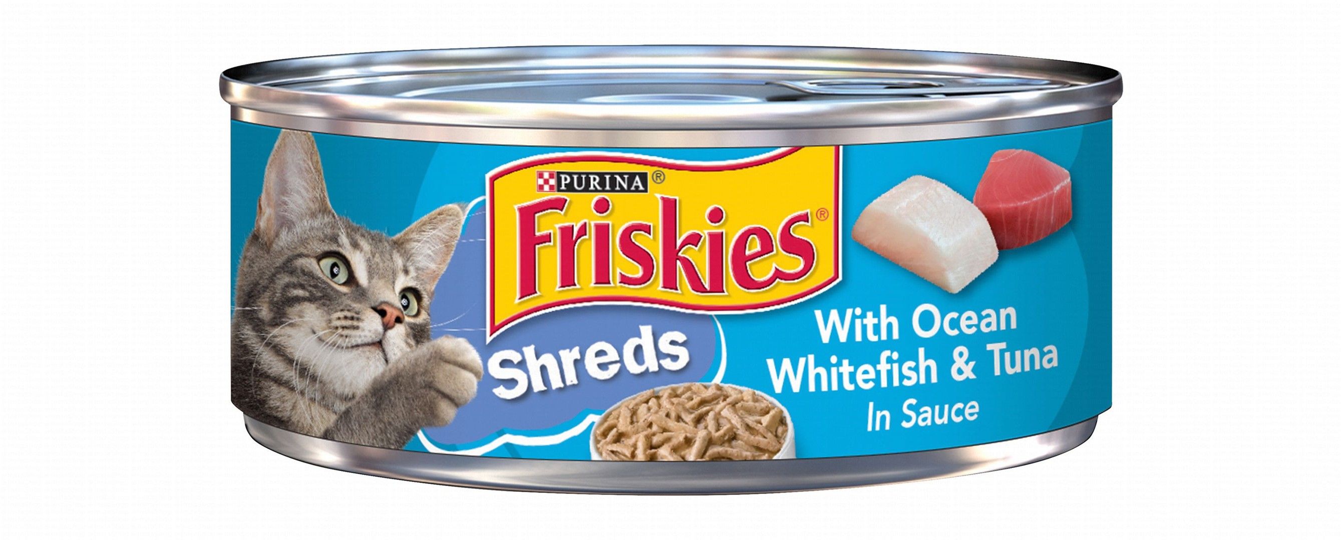 Purina Friskies Wet Cat Food Shreds with Ocean Whitefish & Tuna in Sauce, 156g
