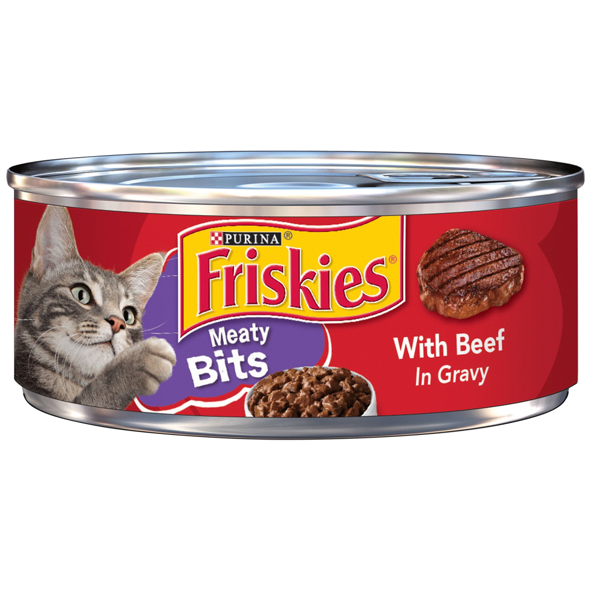 Friskies Cat Food W/ Beef In Gravy Meaty Bits 156 G
