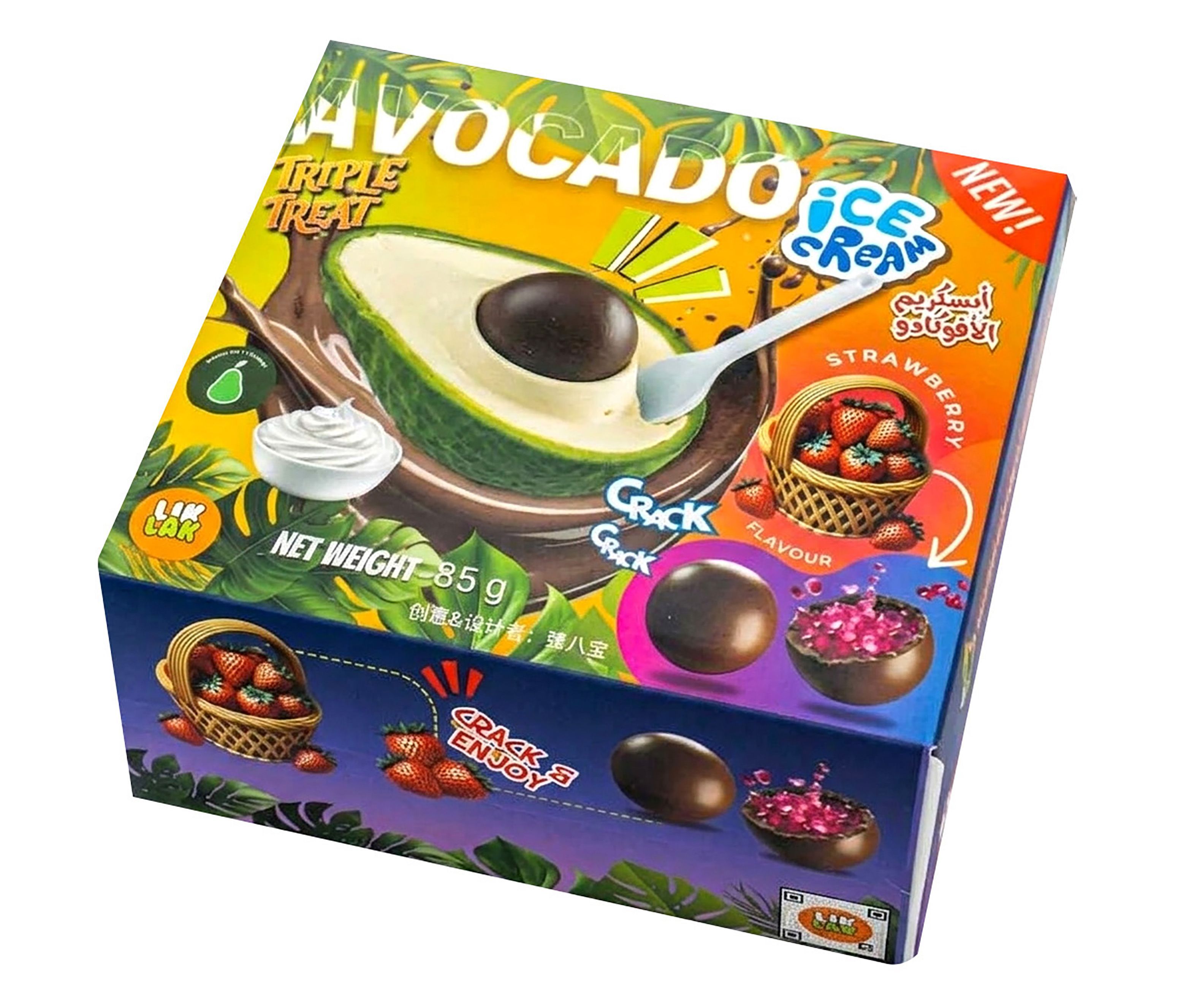 Triple Treat Lik Lak Avocado Strawberry Ice Cream, 85g