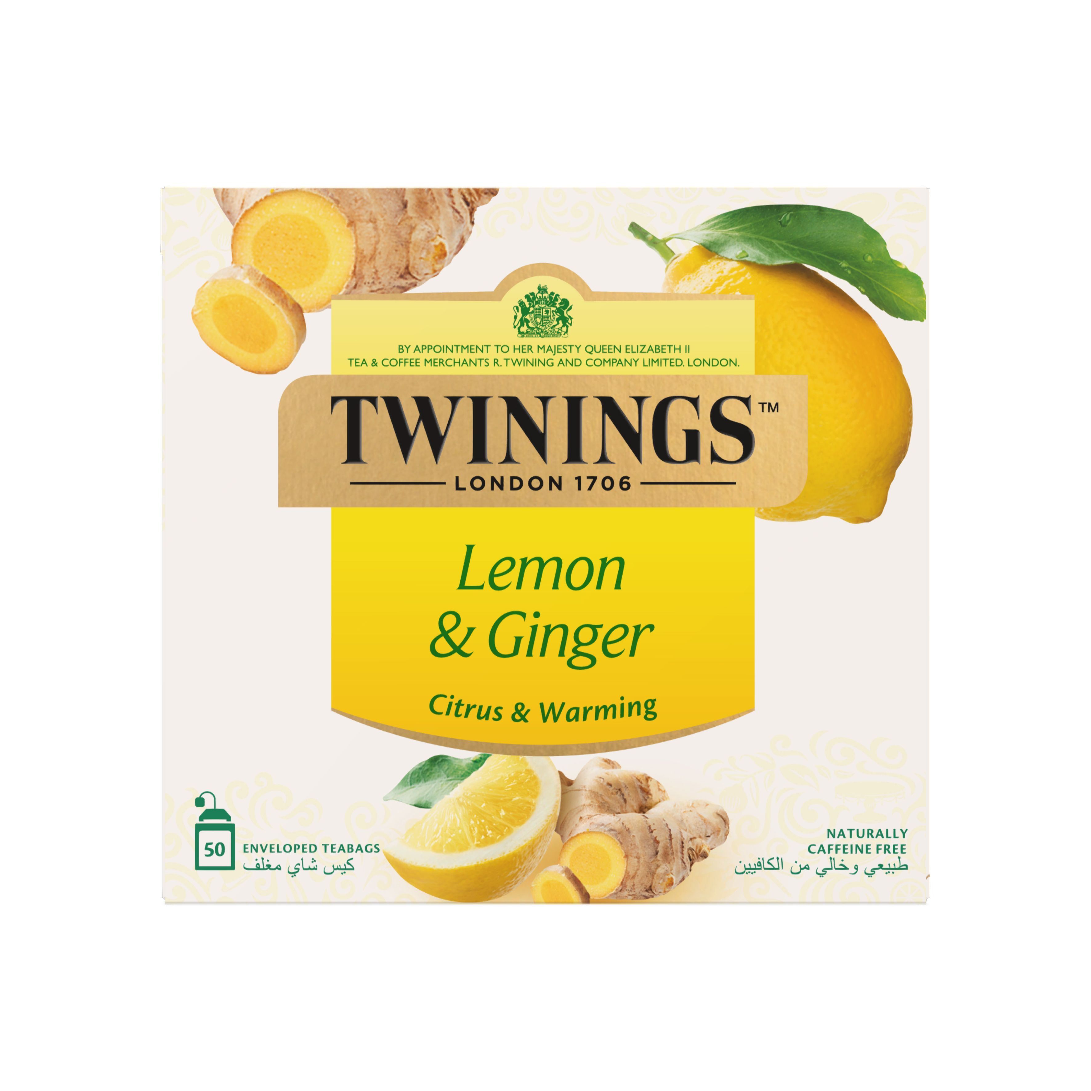 Twinings London Lemon & Ginger Citrus & Warming 50 Tea Bags, 75g
