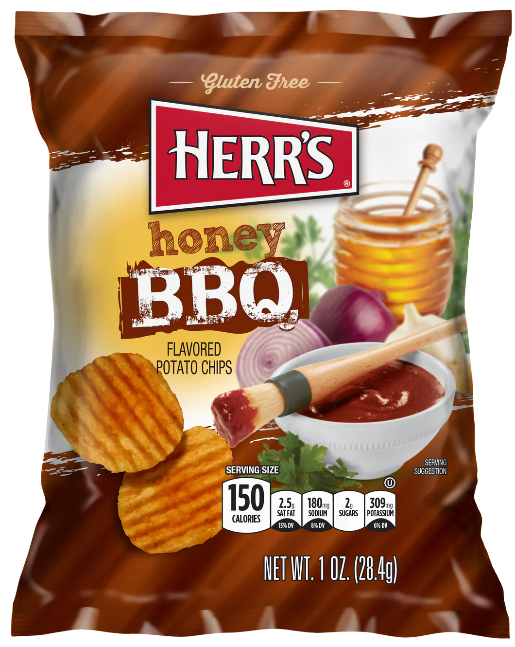 Herr's Honey Bbq Ripple Potato Chips 28.4G