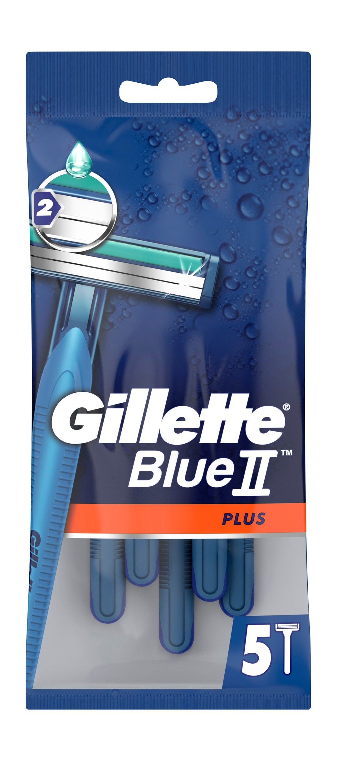 Gillette Blue II Plus Men’s Disposable Razors, 5 Pieces