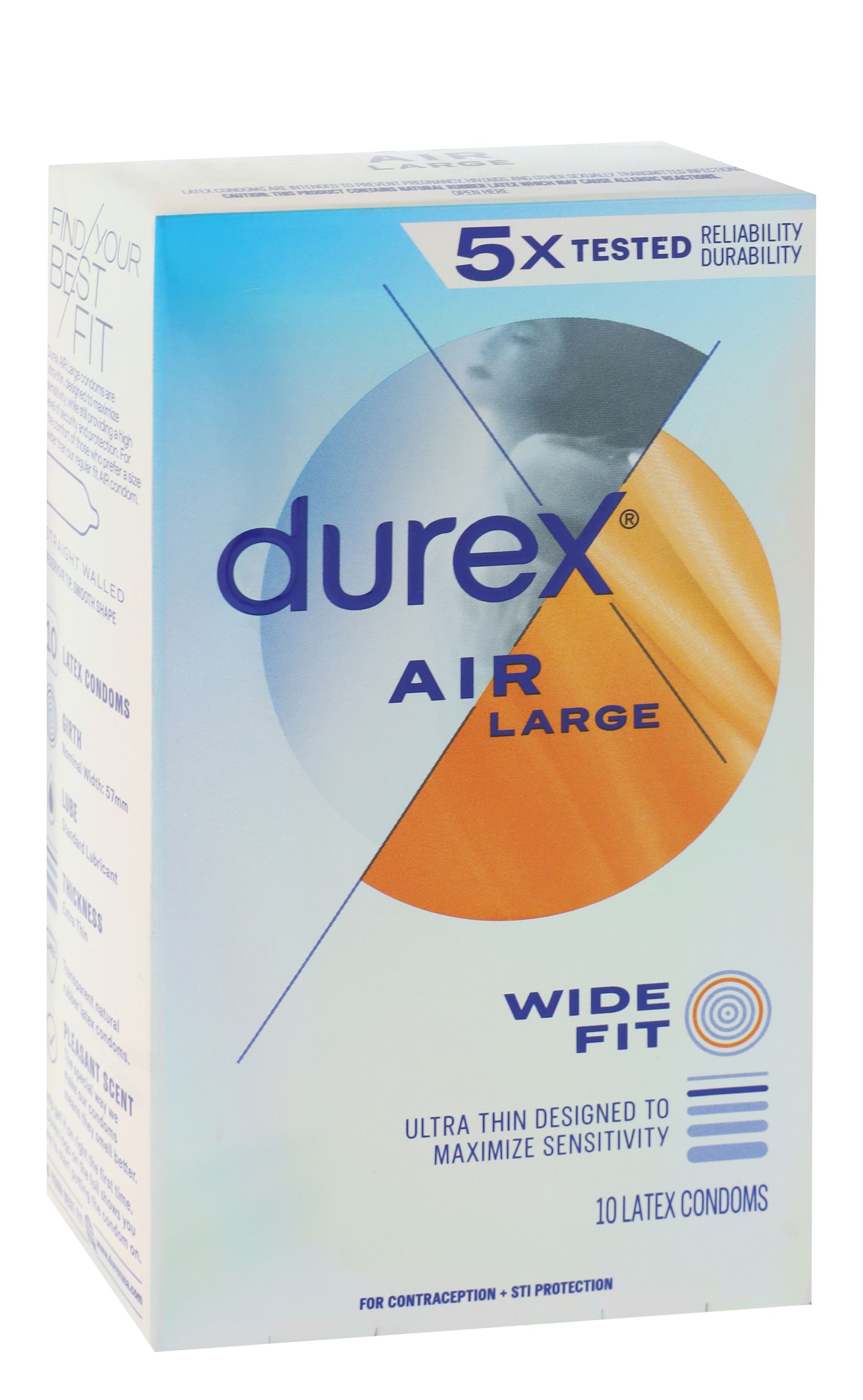 Durex Air Wide Fit Large Ultra Thin Condoms, 10 Pieces