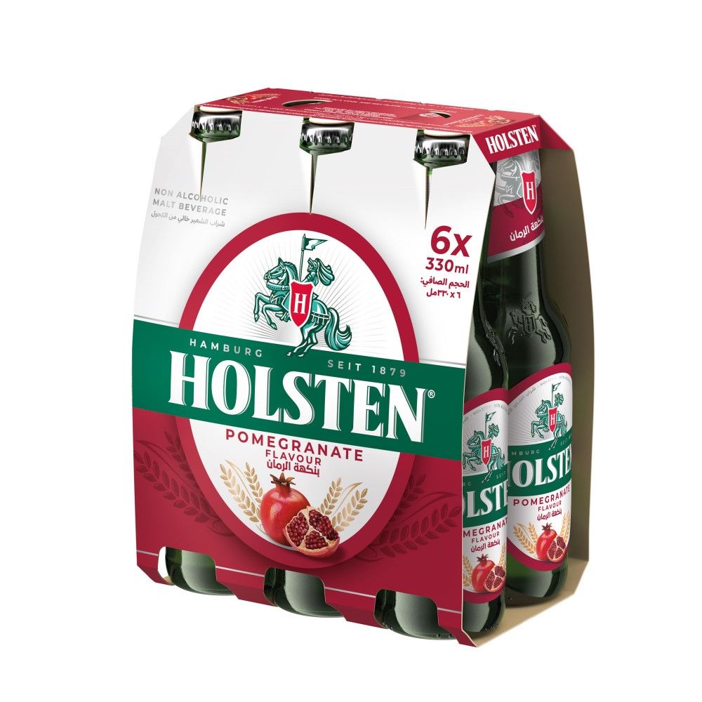 Holsten Pomegranate Flavour Non-Alcoholic Malt Beverage Bottle, 6x330ml