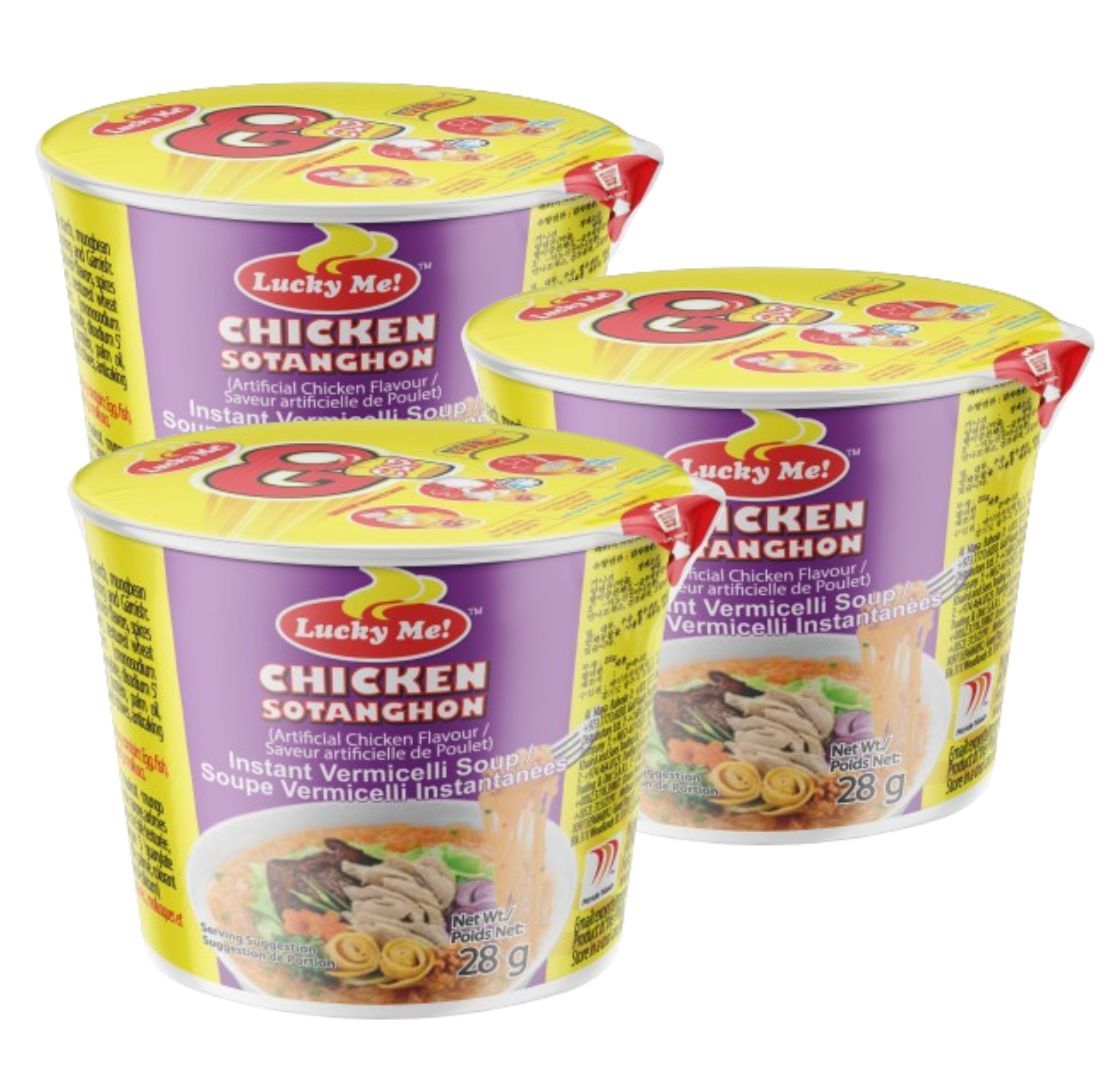 Lucky Me! Mini Cup Chicken Sotanghon Instant Noodles, 3x28g