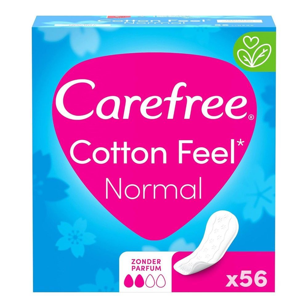 Carefree Cotton Feel Normal Unscented Medium Panty Liners, 56 Pieces