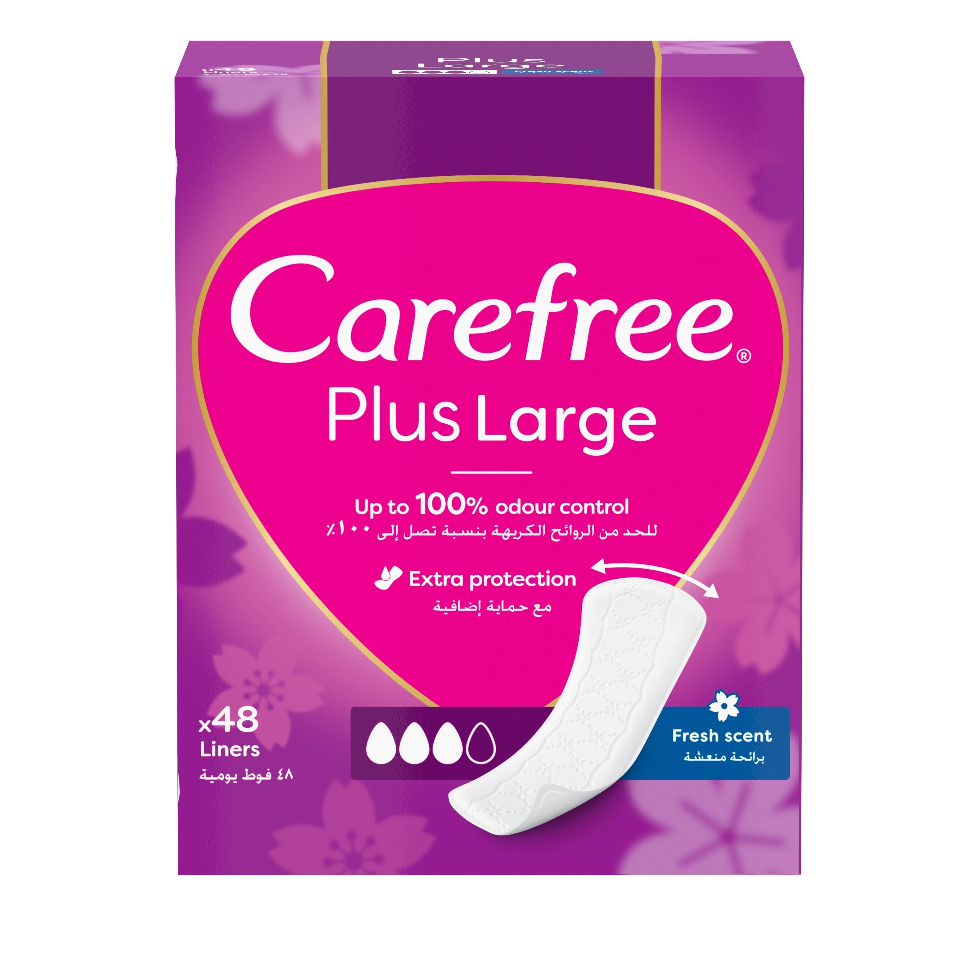 Carefree Plus Large Fresh Scent Panty Liners, 48 Pieces