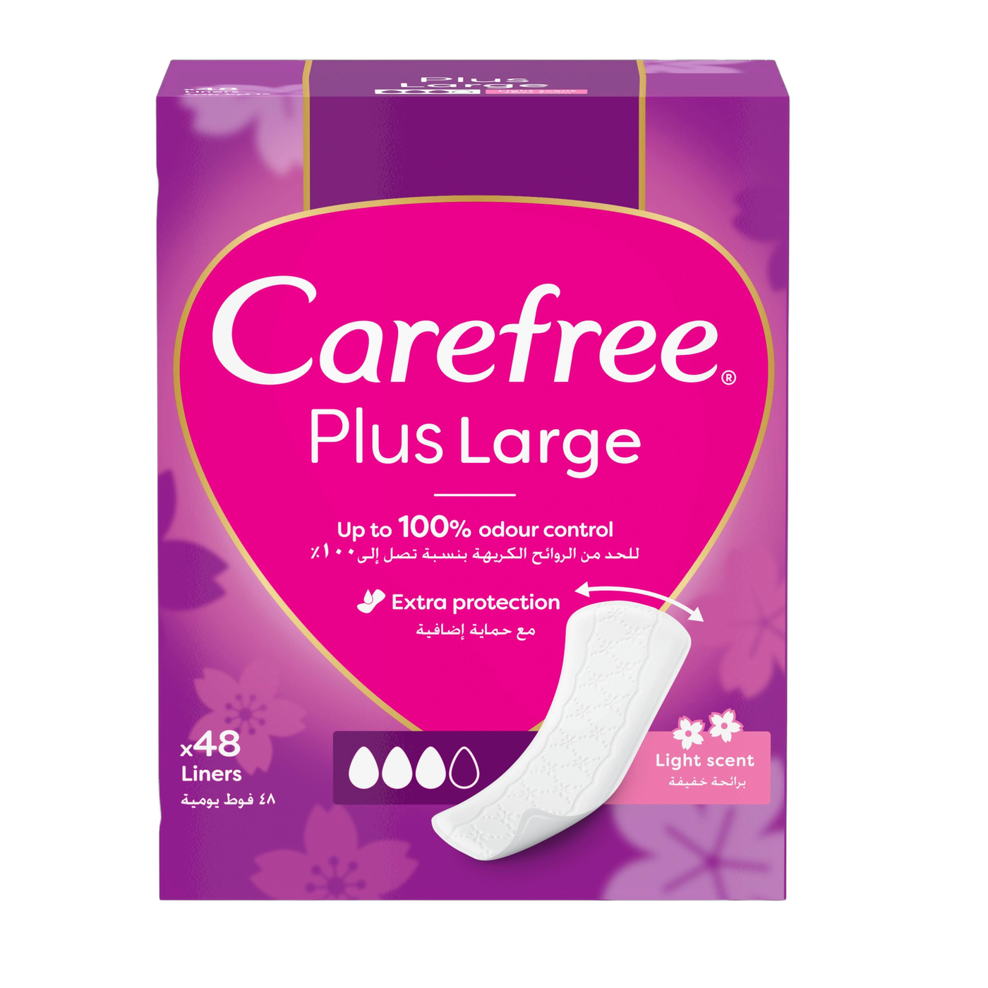 Carefree Plus Large Light Scent Panty Liners, 48 Pieces