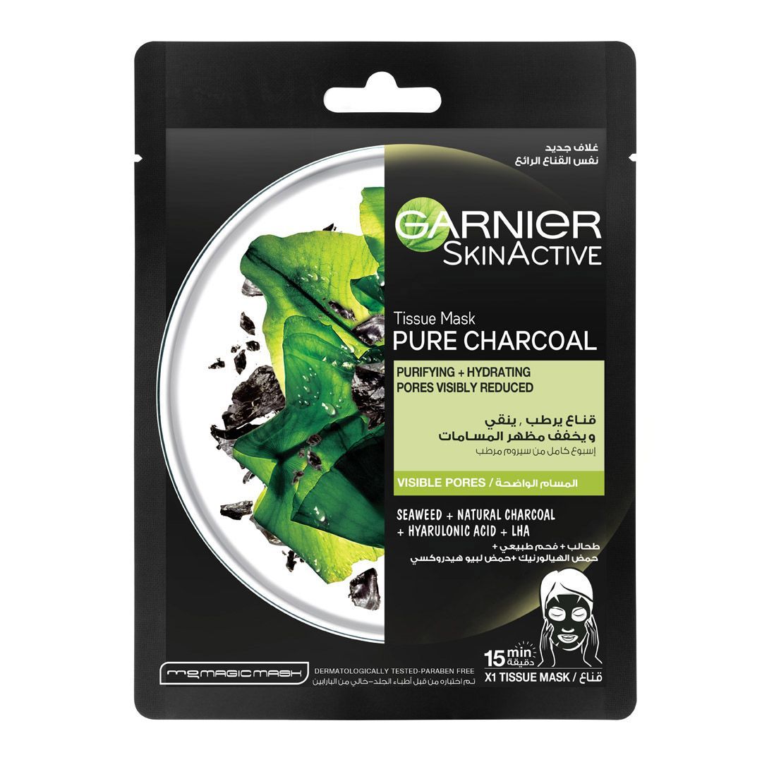 Garnier Skinactive Pure Charcoal Hydrating Face Tissue Mask For Pore Tightening, 28g