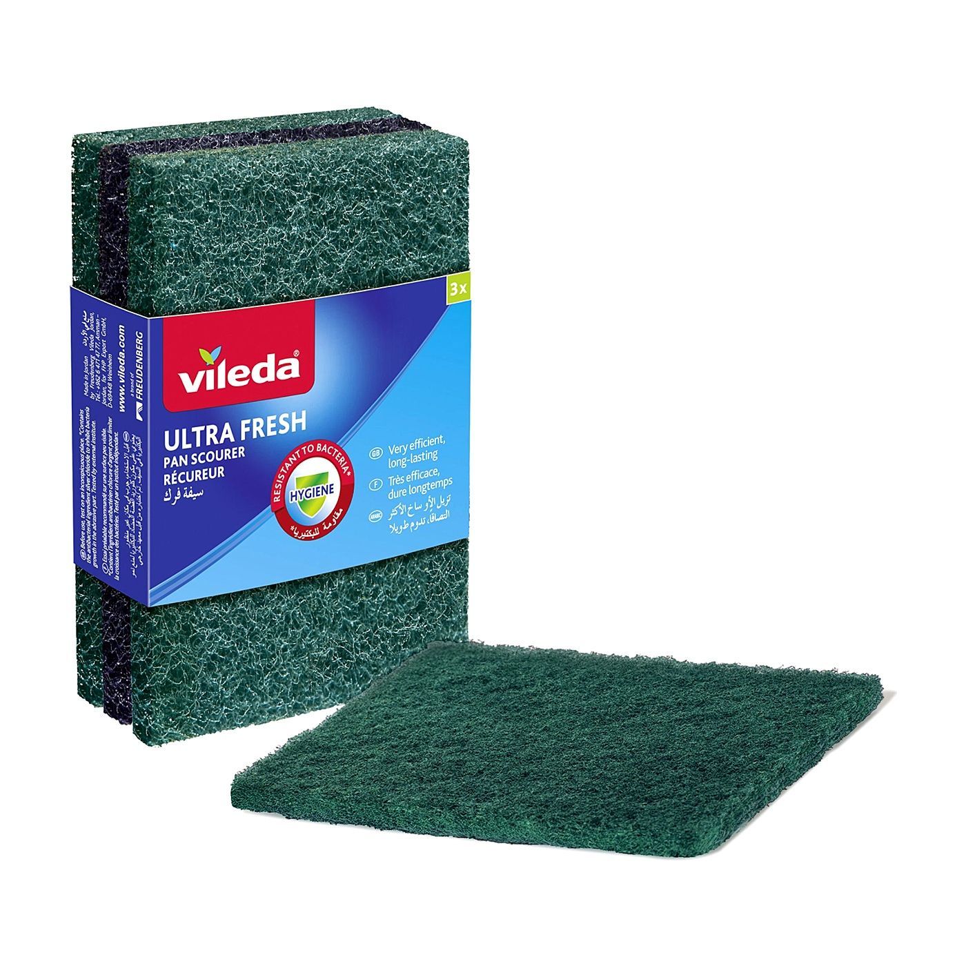 Vileda Ultra Fresh Anti-bacterial Pan Scourer, 3 Pieces