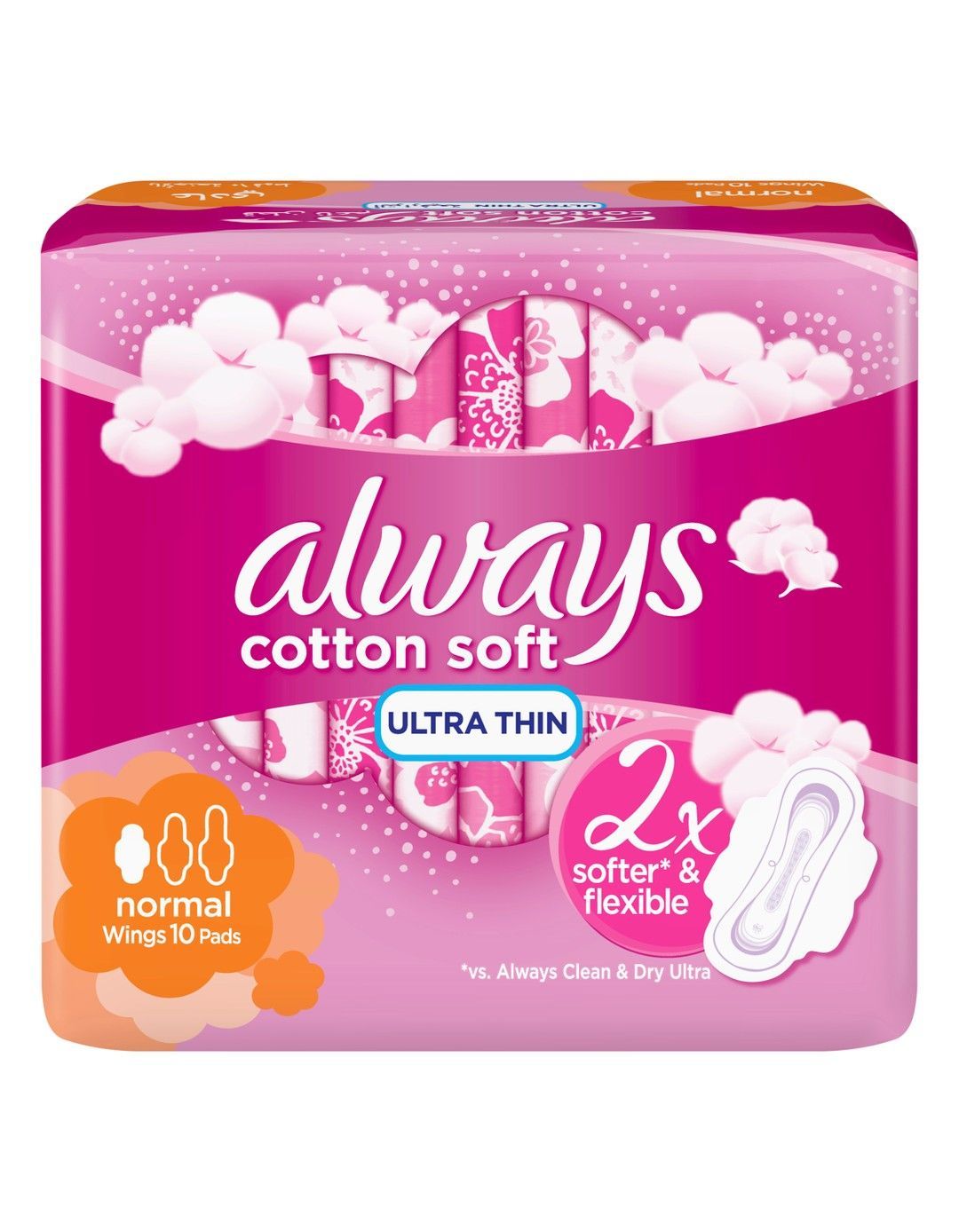 Always Cotton Soft Ultra Thin Normal Sanitary Pads, 10 Pieces