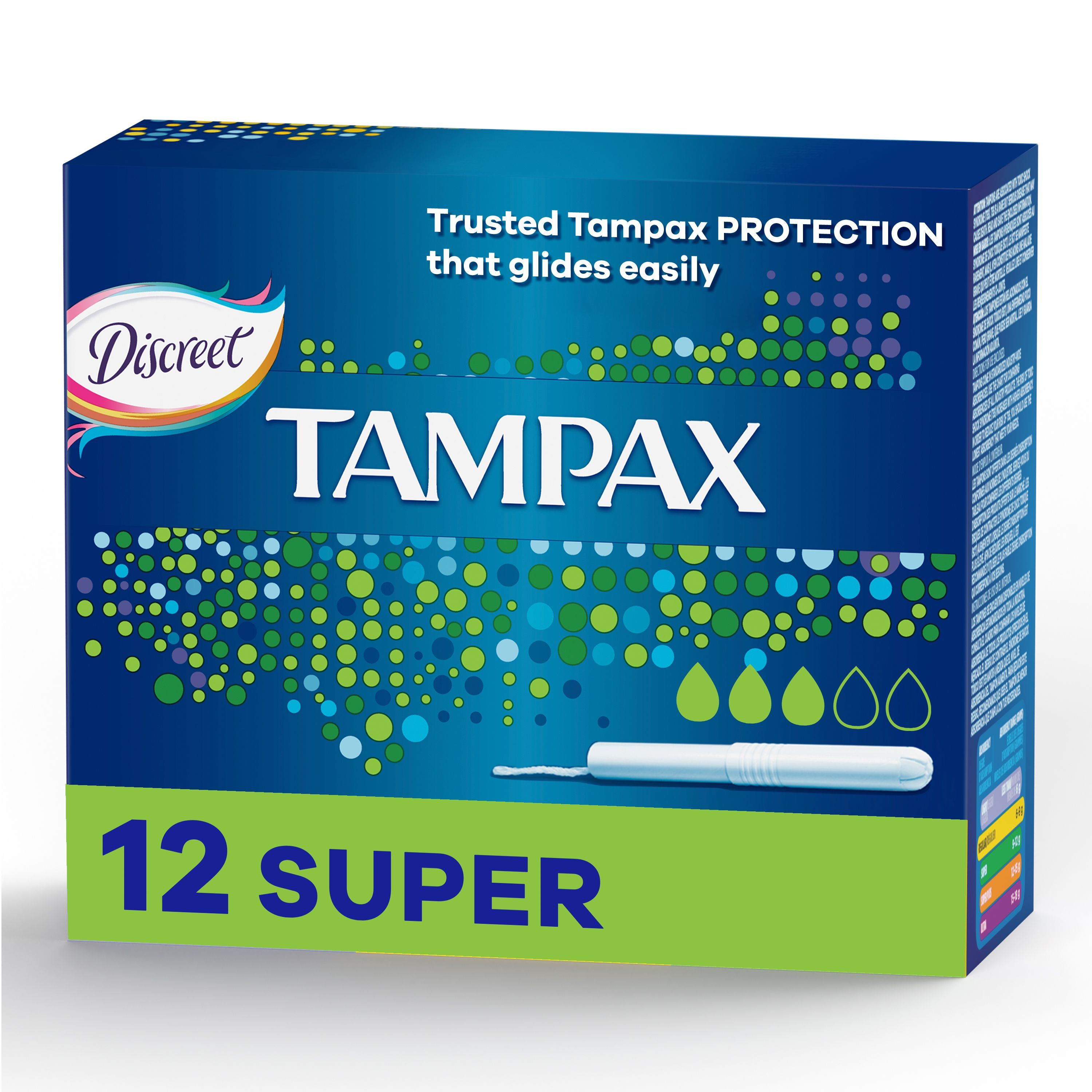 Tampax Super Discreet Tampons with Applicator, 12 Tampons