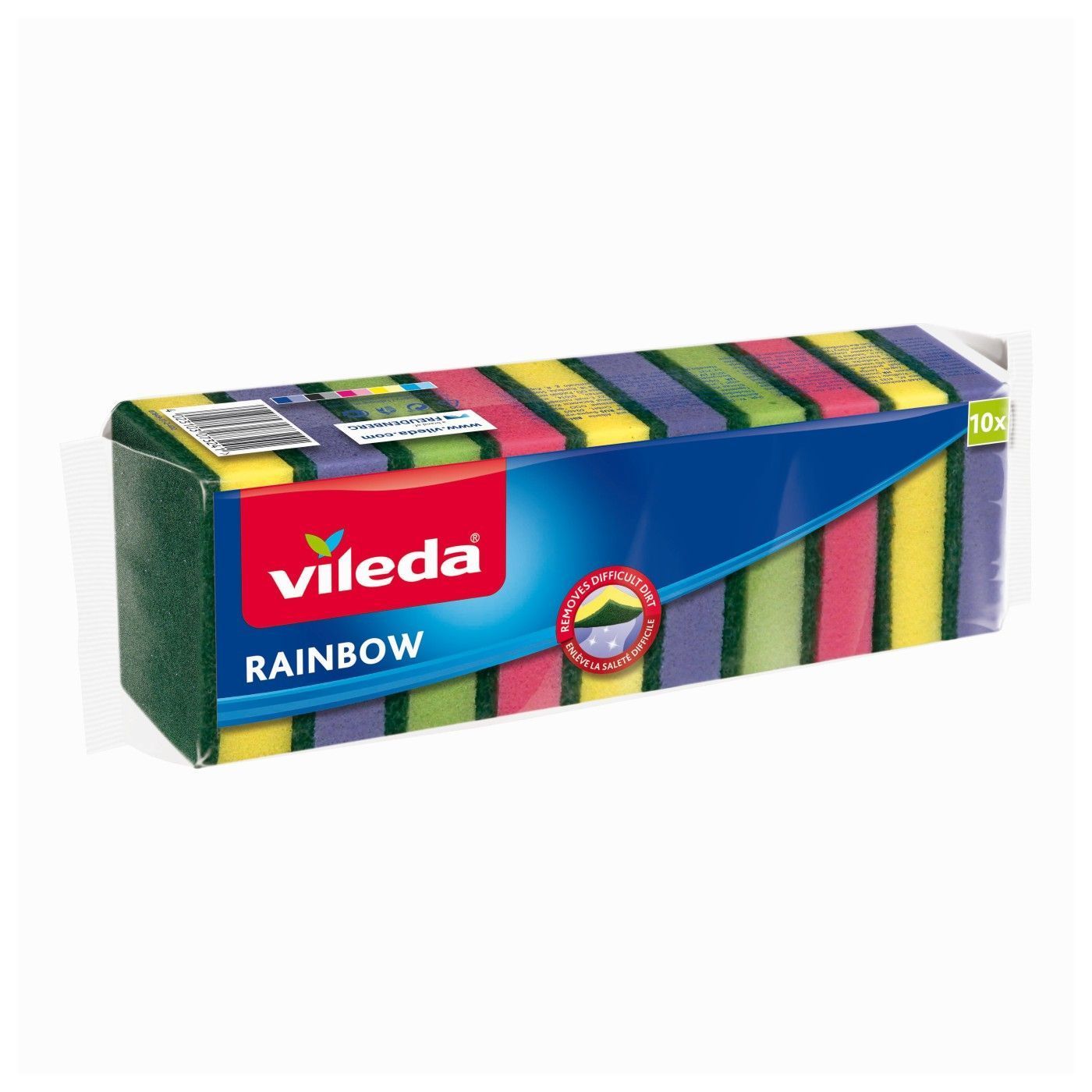 Vileda Rainbow Sponge Scourer, 10 Pieces