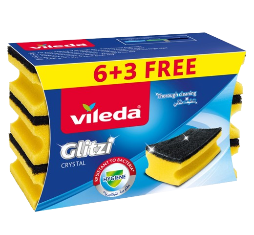 Vileda Glitzi Crystal Sponge, 9 Pieces