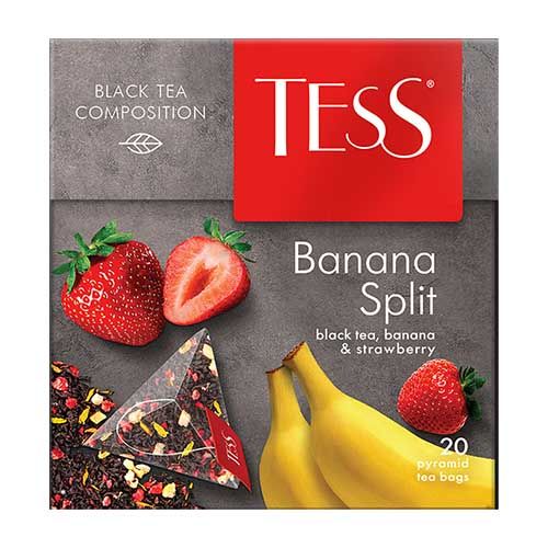 Tess Banana & Strawberry Split Black Tea Bags, 30 Pieces