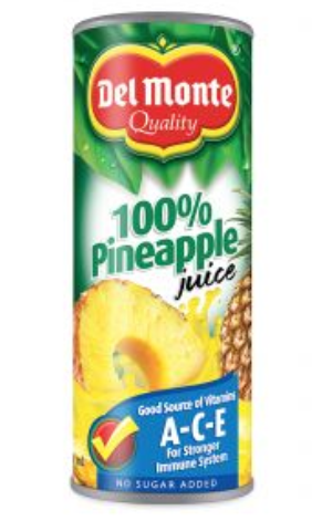 Del Monte 100% Unsweetened Pineapple Juice 240 ml