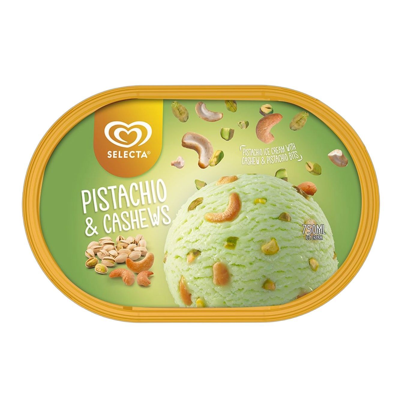 Selecta Pistachio & Cashews Ice Cream Tub 750ml