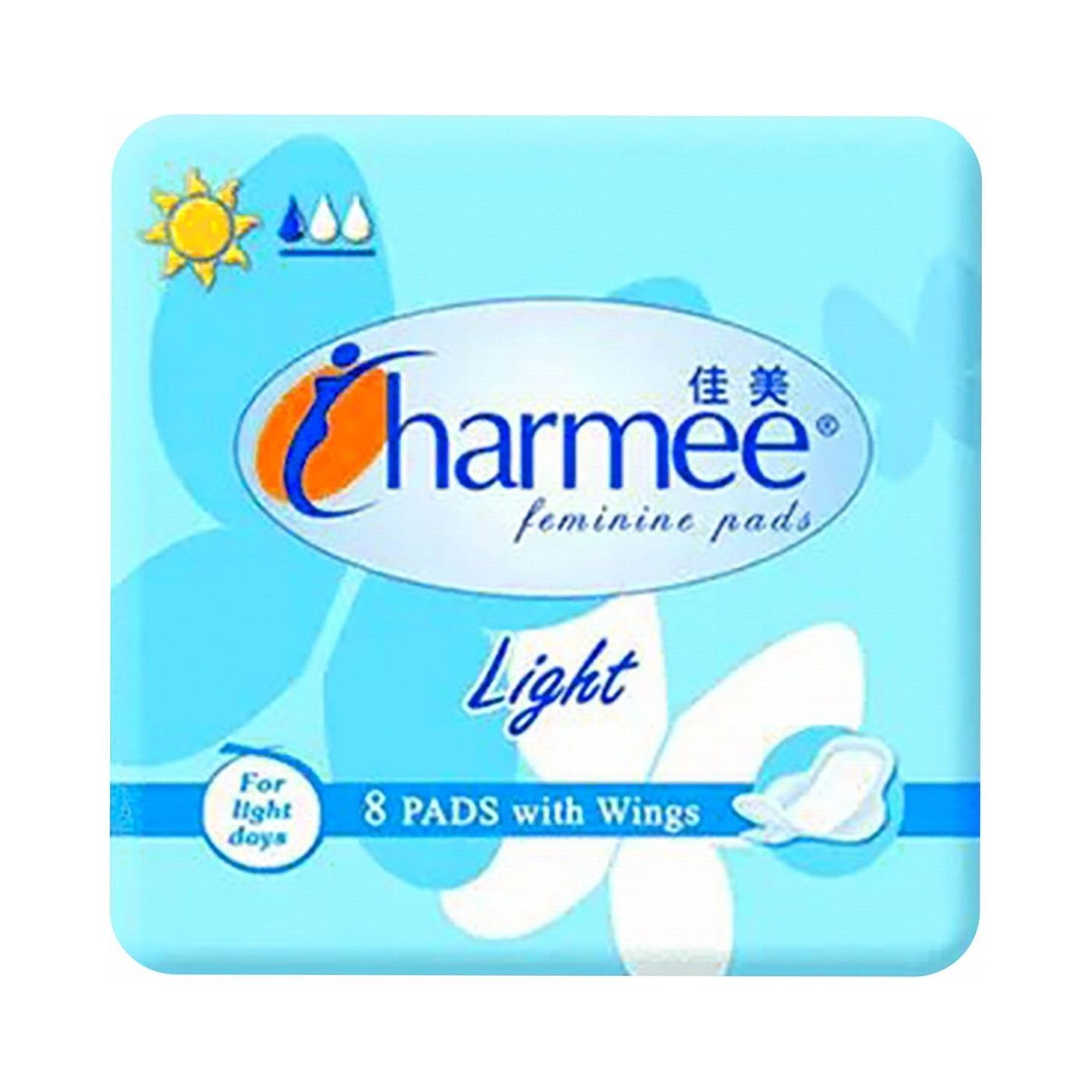 Charmee Feminine pads Light With Wings, 8pieces