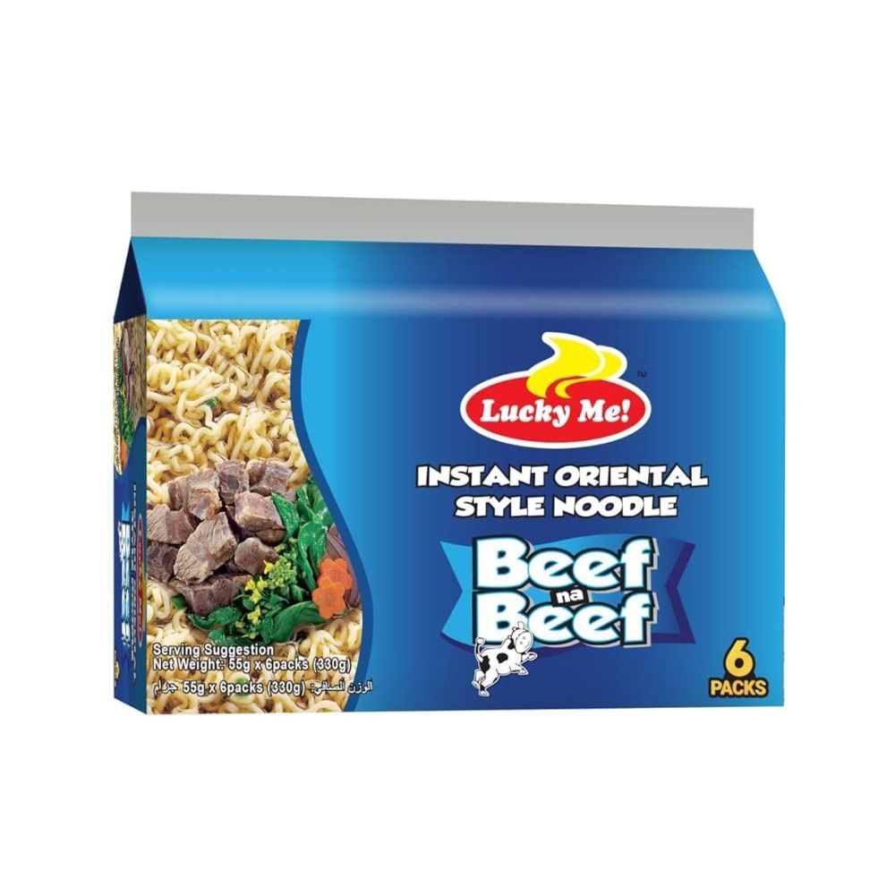 Lucky Me Beef Instant Oriental Style Noodles, 6x55g