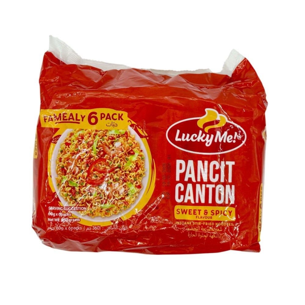 Lucky Me Pancit Canton Sweet & Spicy Flavour Fried Noodles, 6x60g