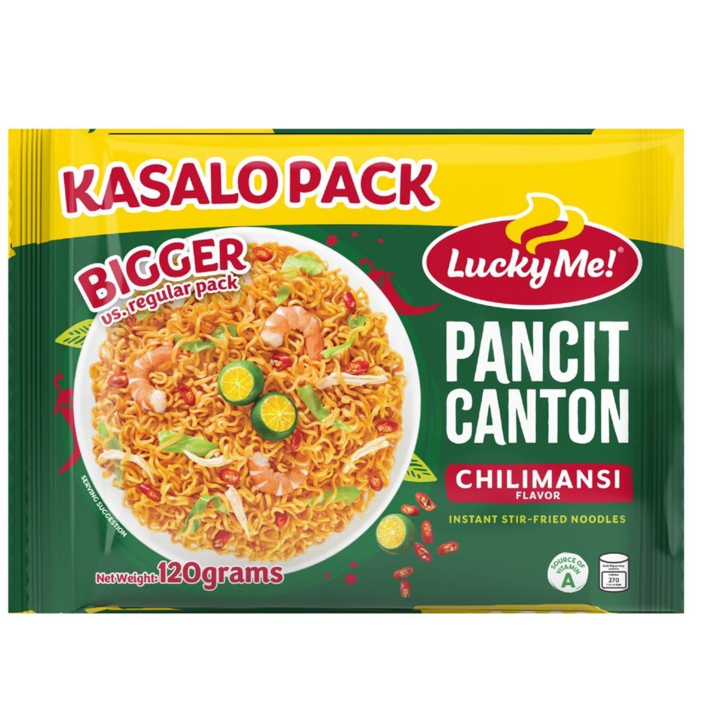 Lucky Me Pancit Canton Kasalo Chilimansi Instant Noodles, 120g