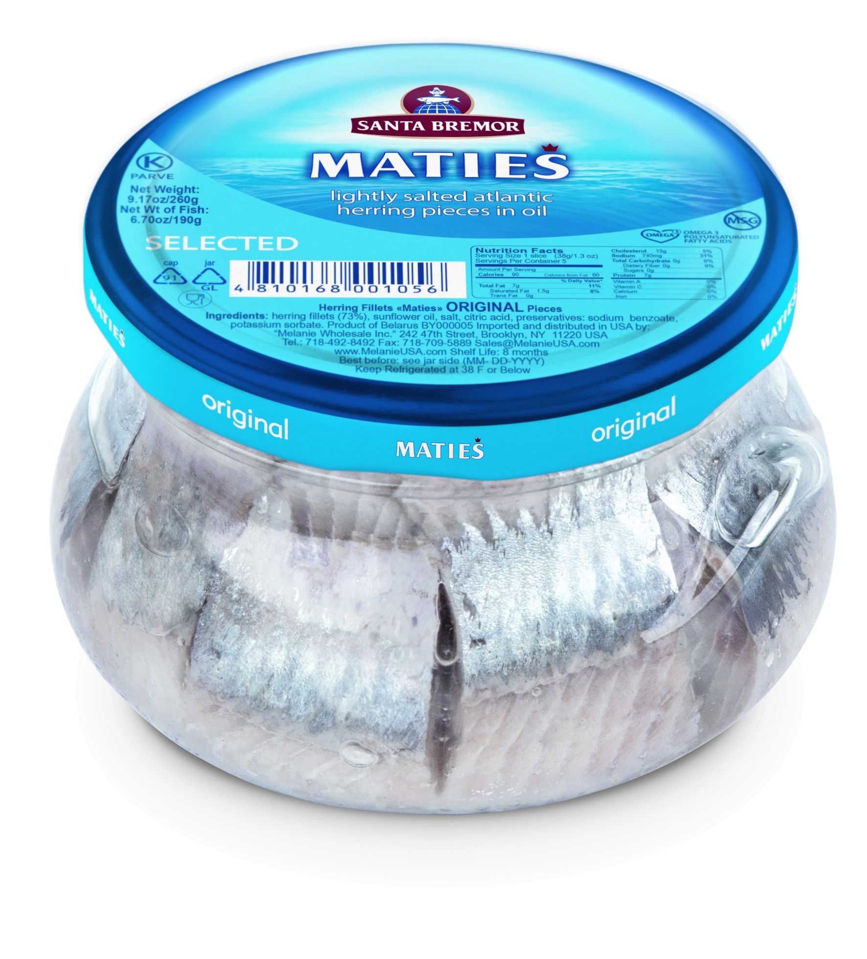 Santa-BremorMatjas Herring Fillet Original In Glass Jar, 260g