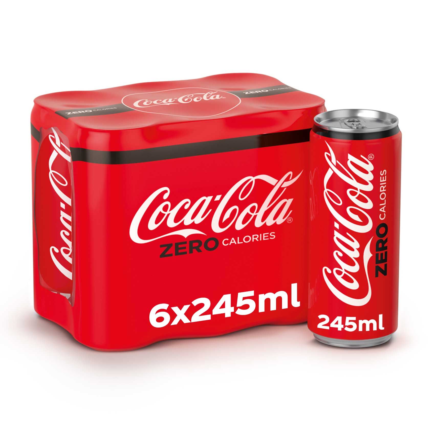 Coca Cola Zero Calories Soft Drink, 6x245ml