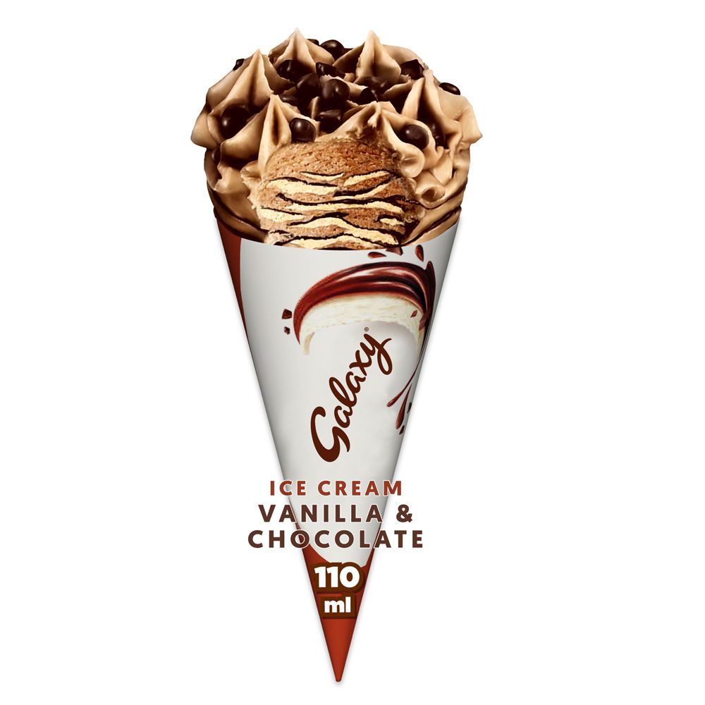 Galaxy Vanilla & Chocolate Cone Ice Cream, 110ml