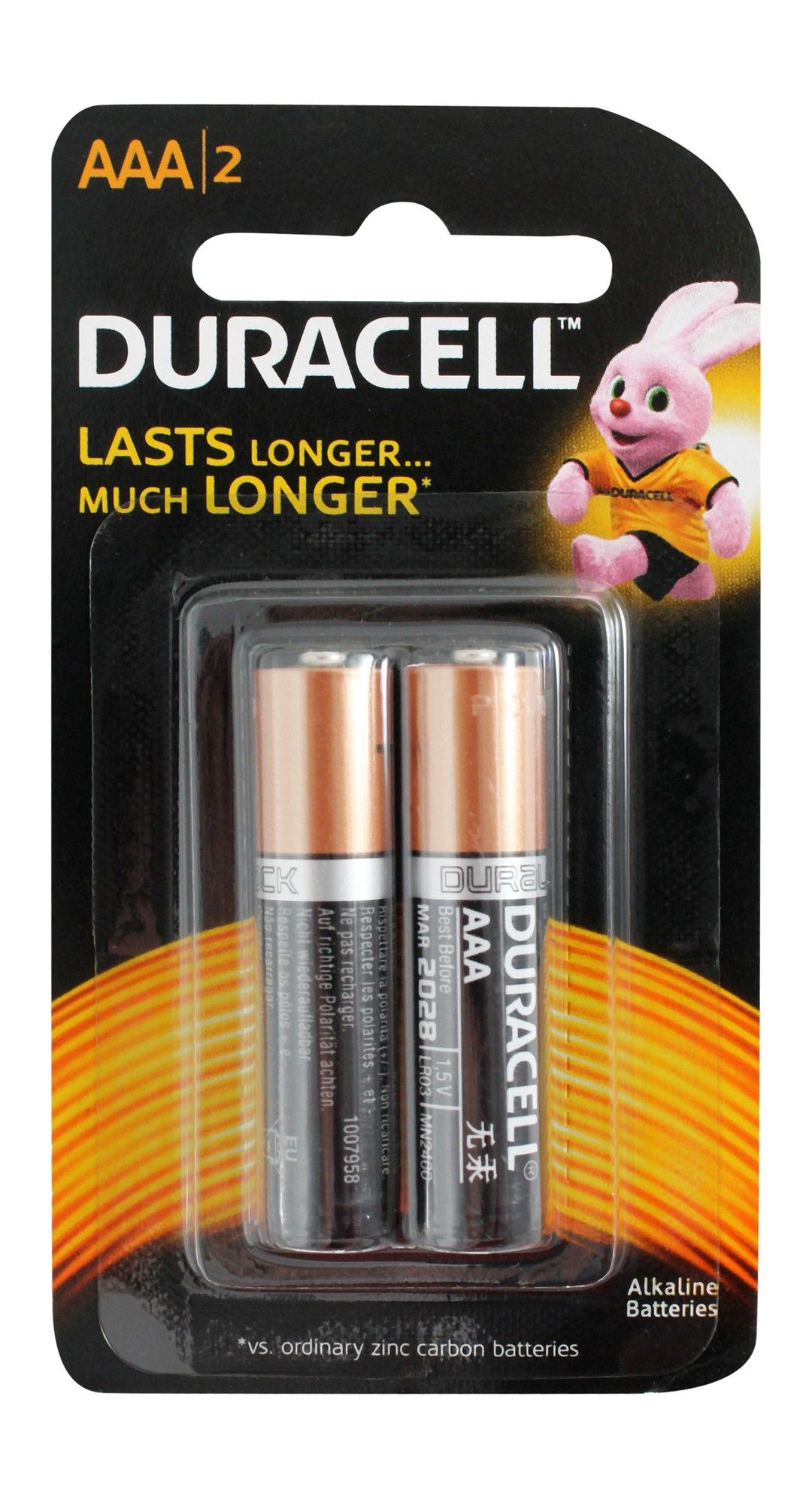 Duracell AAA Type Alkaline Batteries, 2 Pieces