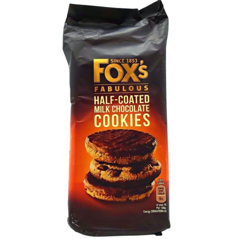 Fox's Cookies Half Coated Milk Chocolate Cookies, 175g
