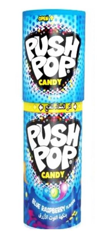 Bazooka Push Pop Blue Raspberry & Cola Candy, 15g