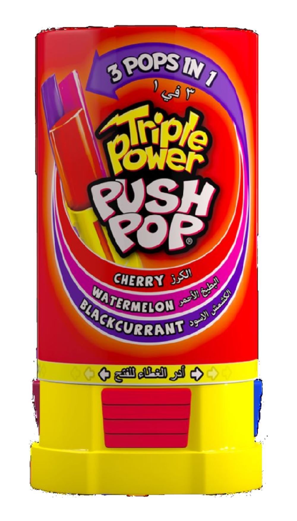 Bazooka Triple Power Cherry, Watermelon & Blackcurrant Flavour Push Pop, 34g