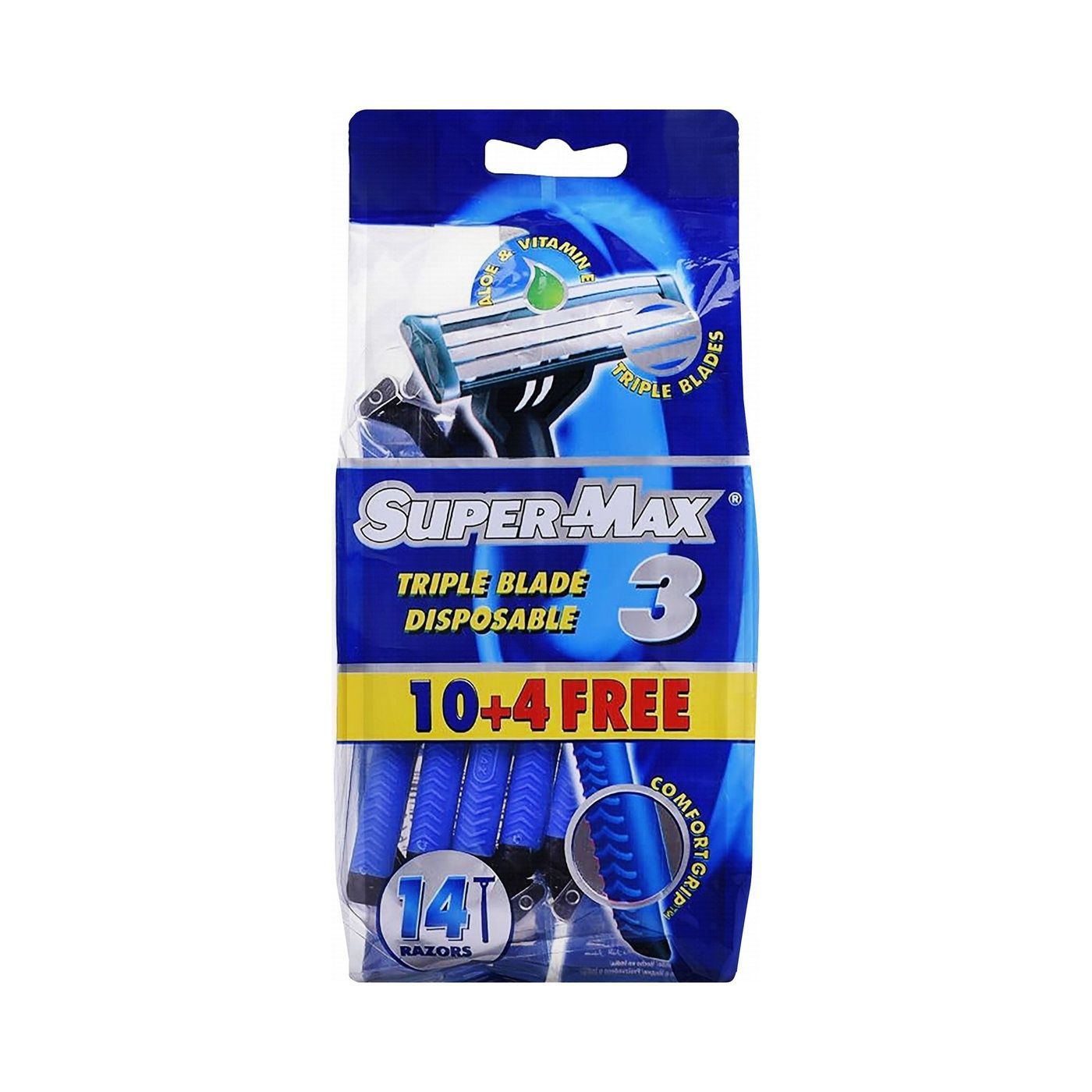 Supermax triple blades with strip comfort gip dispo 10+4 free