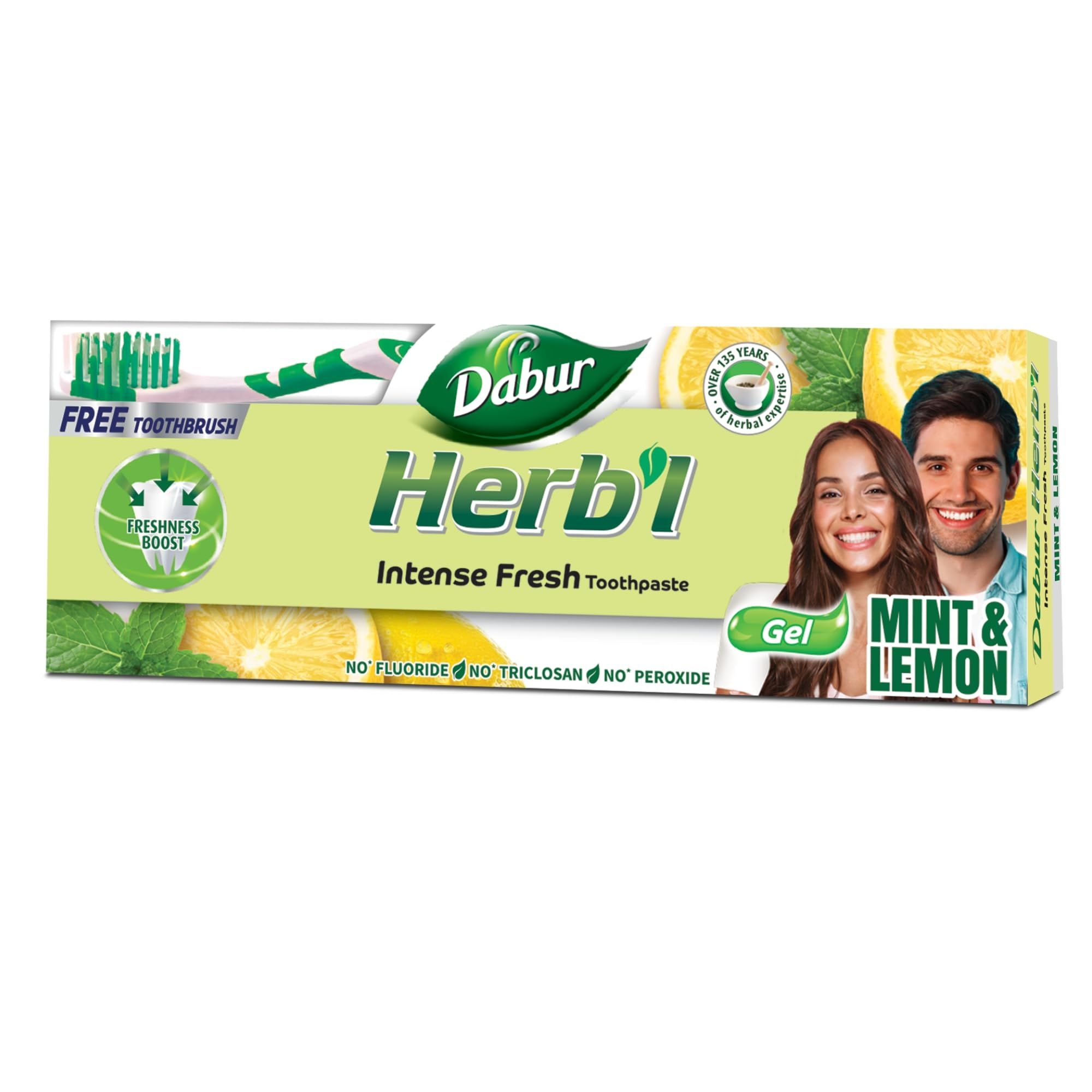 Dabur Herbl Mint And Lemon gel Toothpaste 150 g + Toothbrush Free