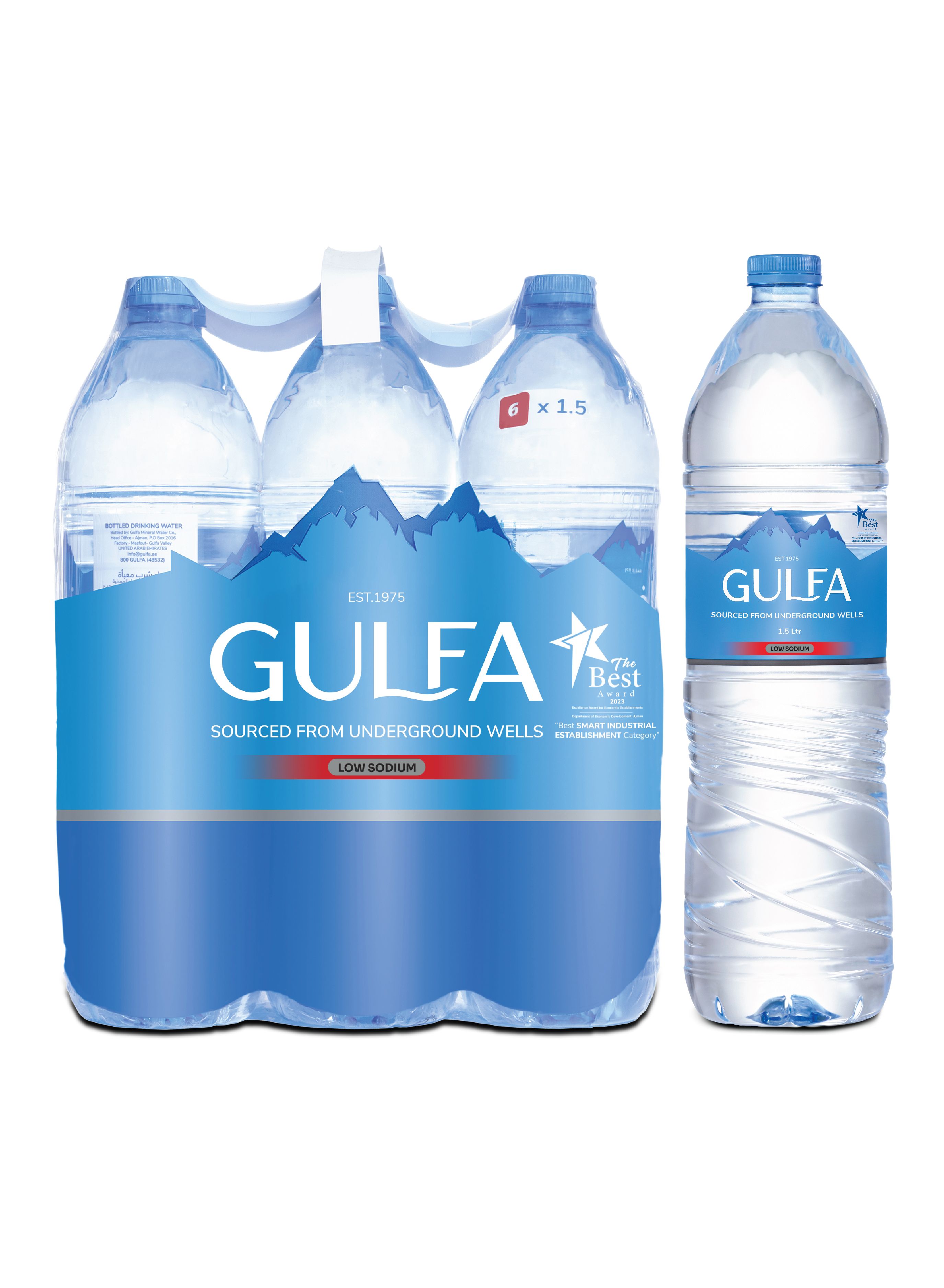 Gulfa Bottled Drinking Water, 6x1.5L