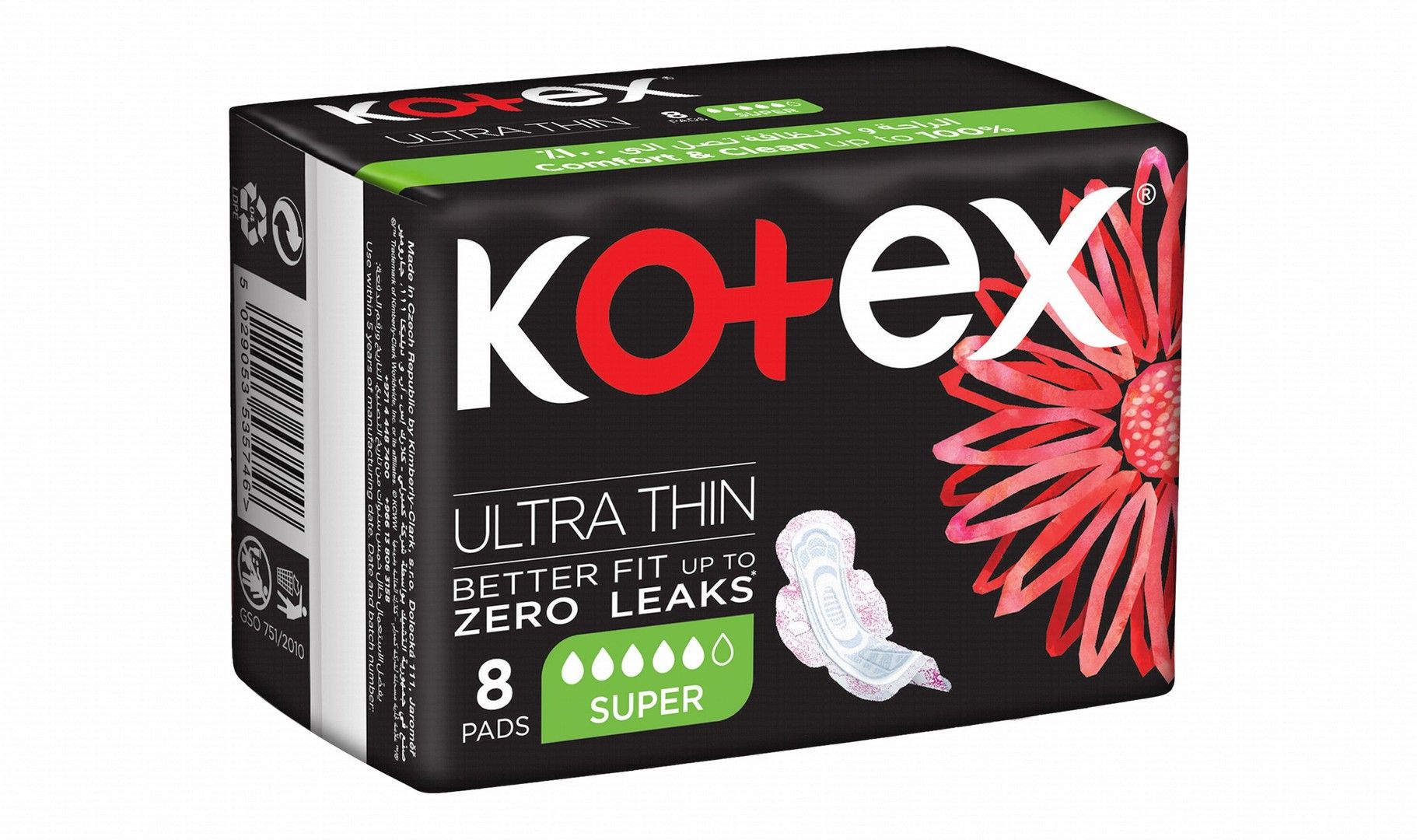 Kotex Super Ultra Thin Pads with Wings, 8 Pieces