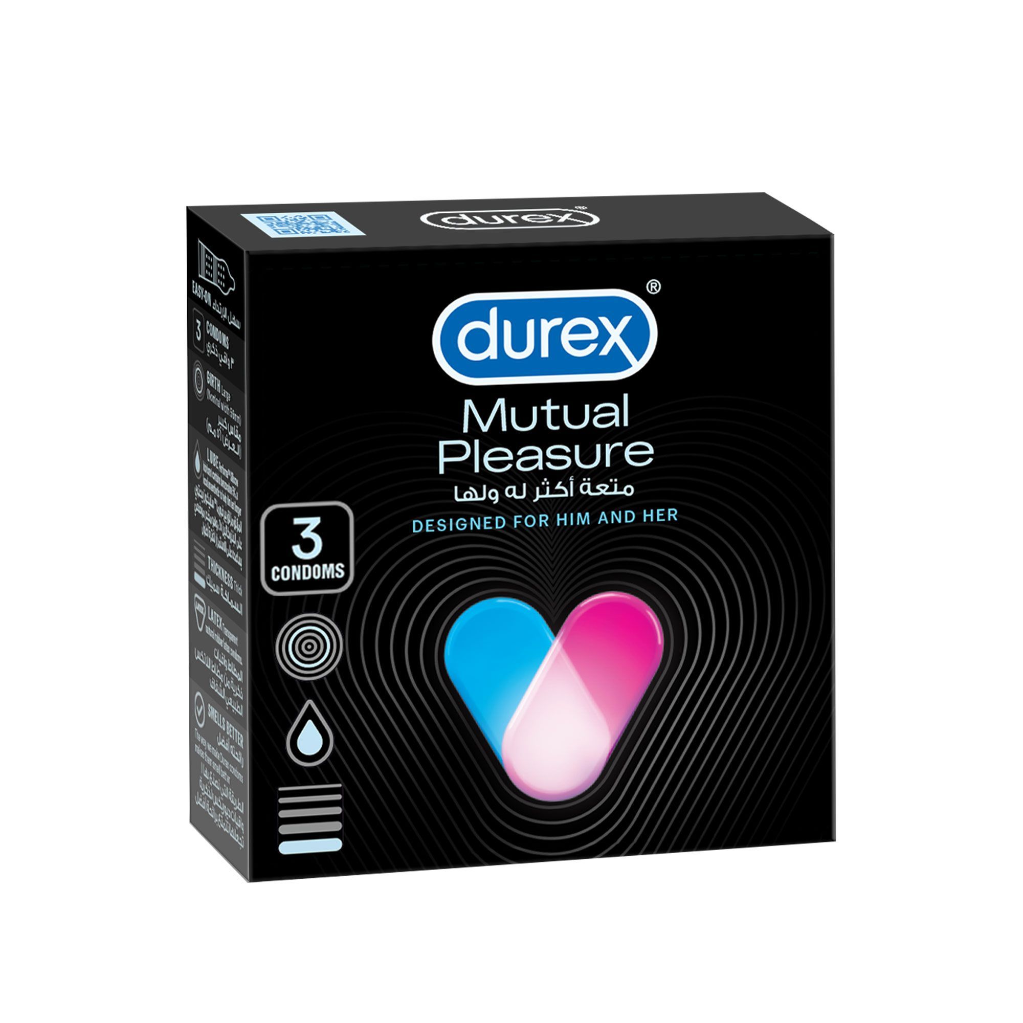 Durex Mutual Pleasure Condoms, 3 Pieces