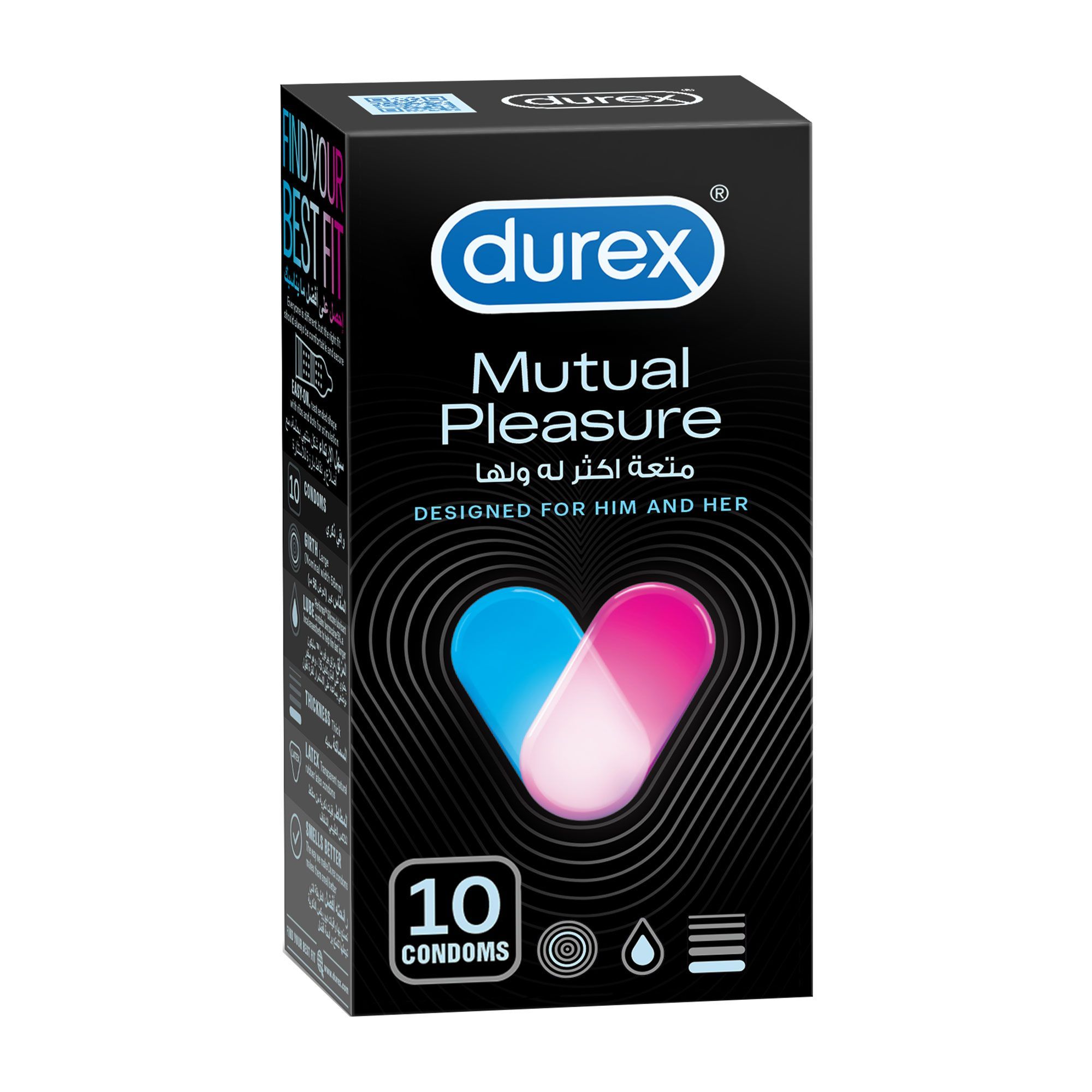 Durex Mutual Pleasure Condoms, 10 Pieces