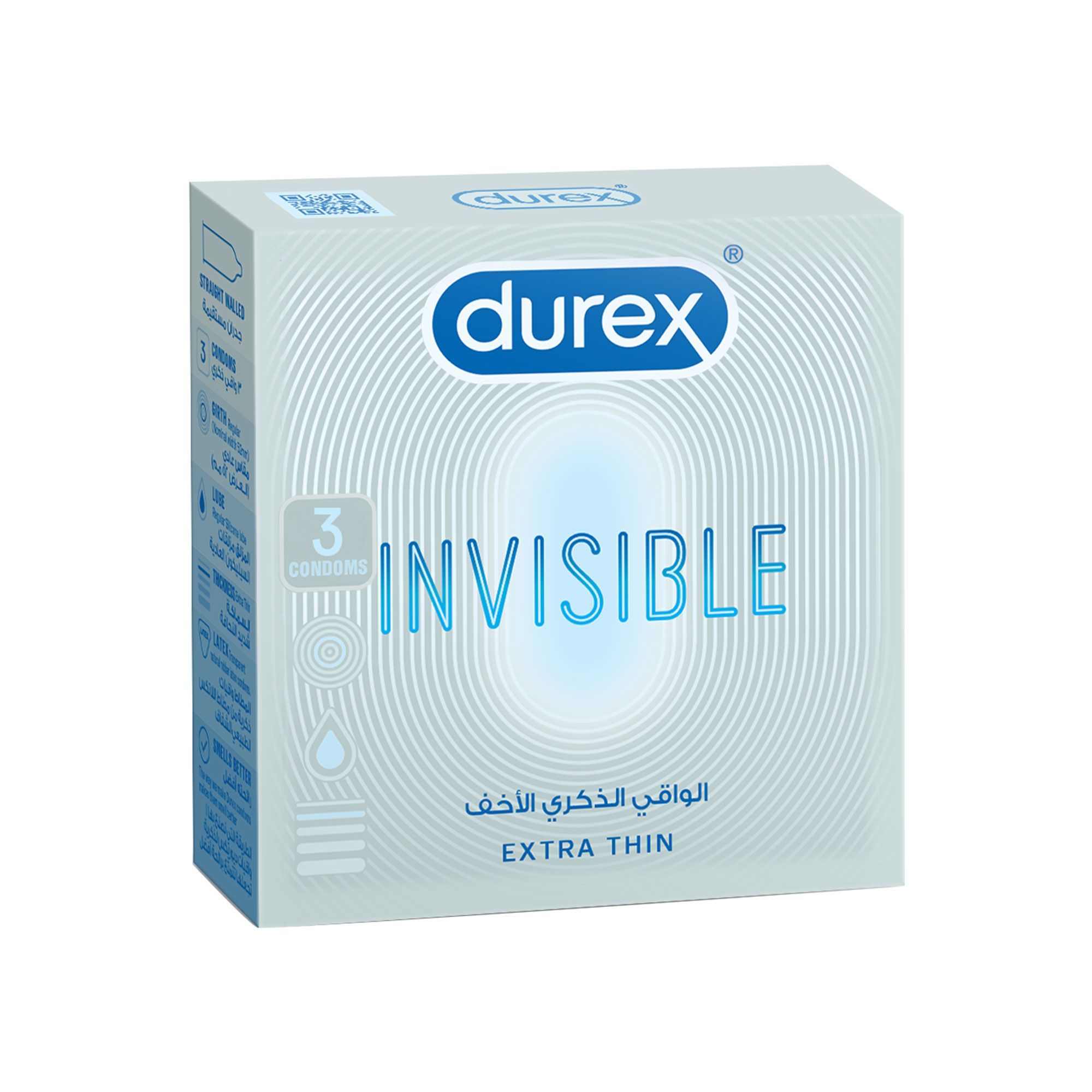 Durex Invisible Extra Thin Condoms, 3 Pieces