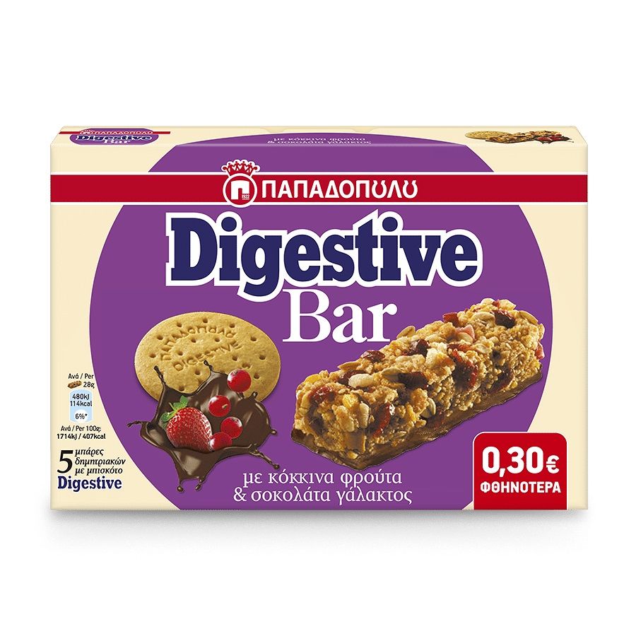 Papadopoulos Digestive Bar Red Fruits & Choc Mp 5X28 g
