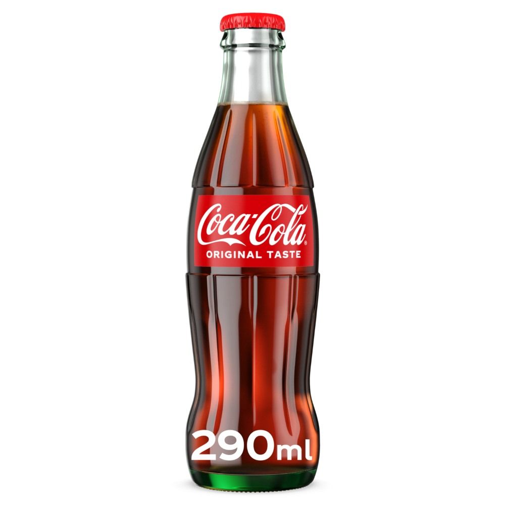 Coca-Cola Original Taste Carbonated Soft Drink Glass Bottle, 290ml